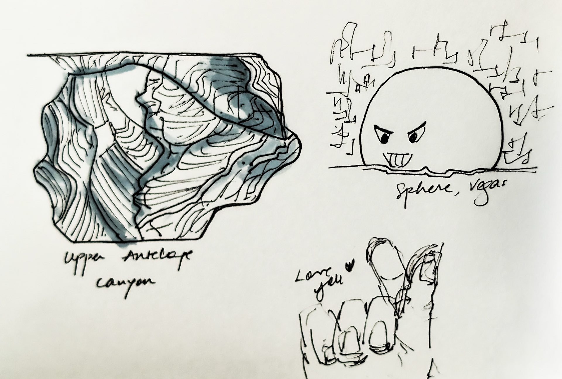 Took parents to outdoorsy Arizona, glittery Vegas. Taught them the Korean finger heart enroute. They reciprocated, my heart melted.