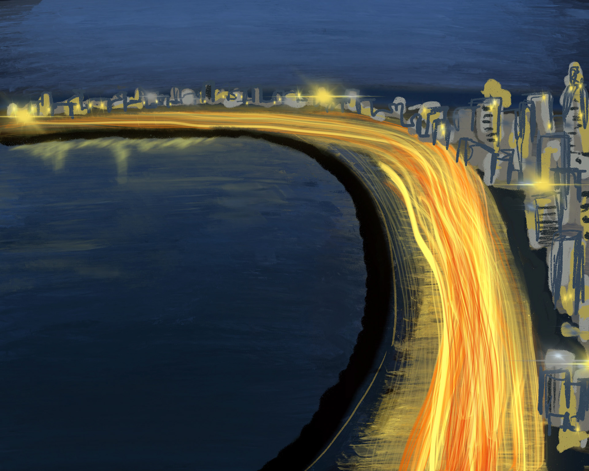 Marine drive. Queen's necklace. Mumbai, the city that never sleeps.