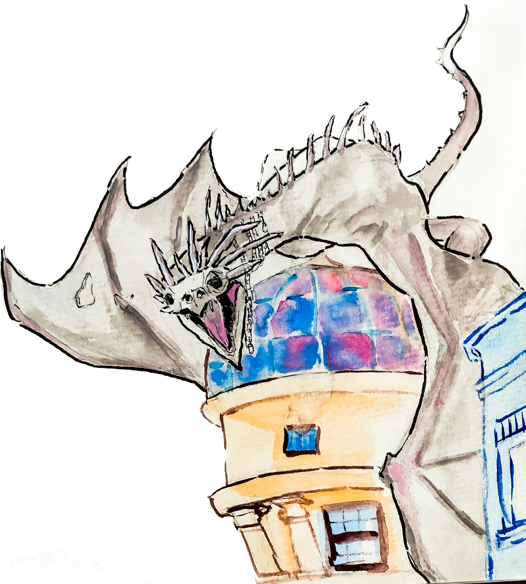 Universal Studios. Florida - Fire breathing dragon atop Diagon Alley.