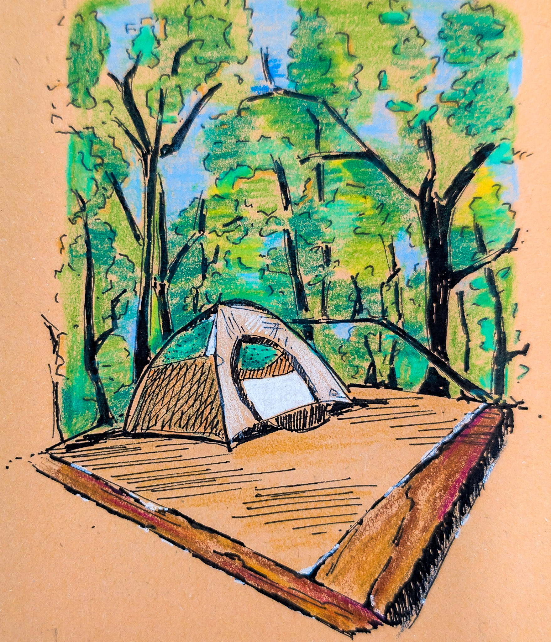 Camping. North Carolina - celebrated our marriage anniversary here, carried baked banana bread along
