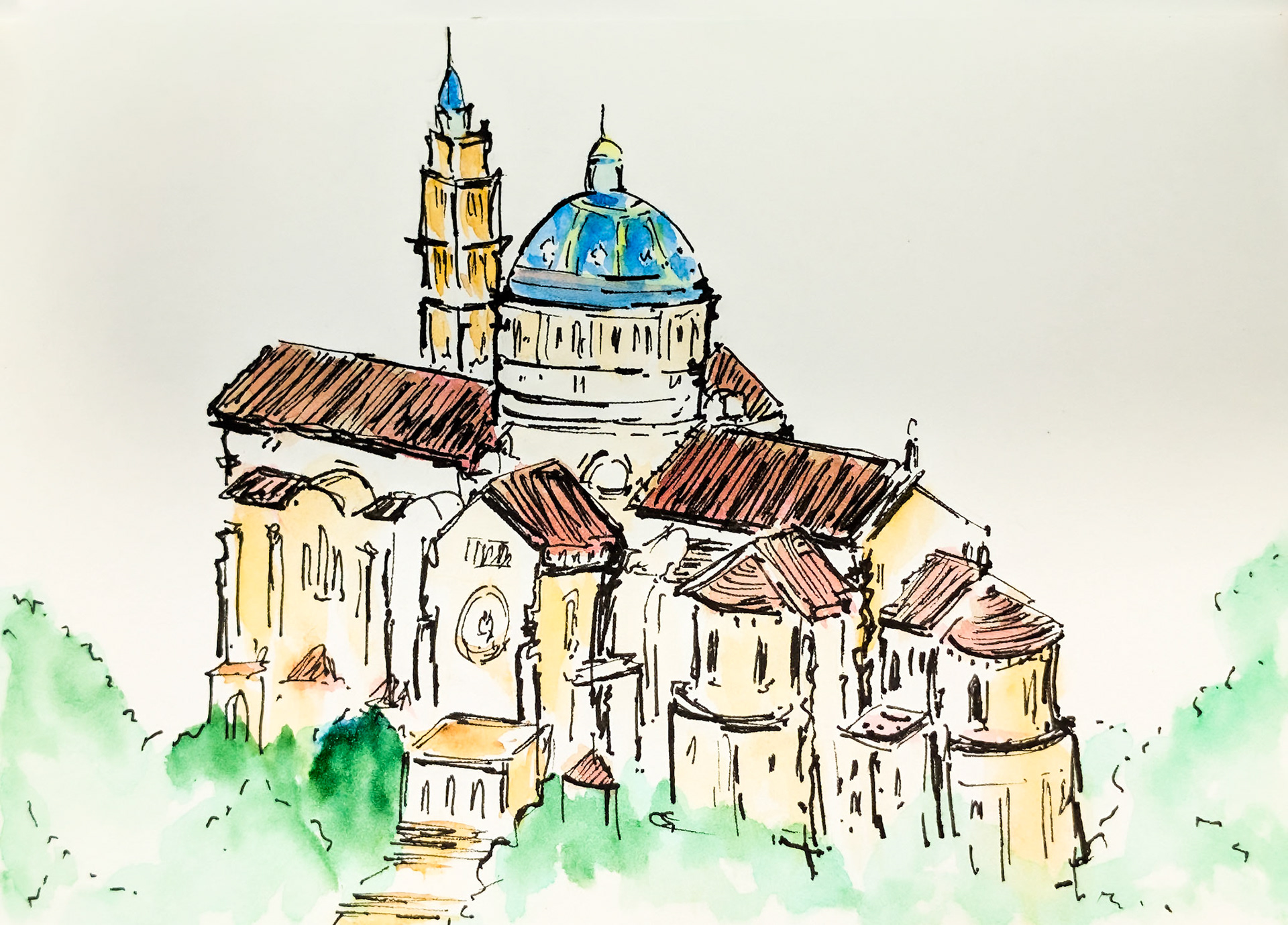 University. Washington DC - practice sketch from Google maps photo