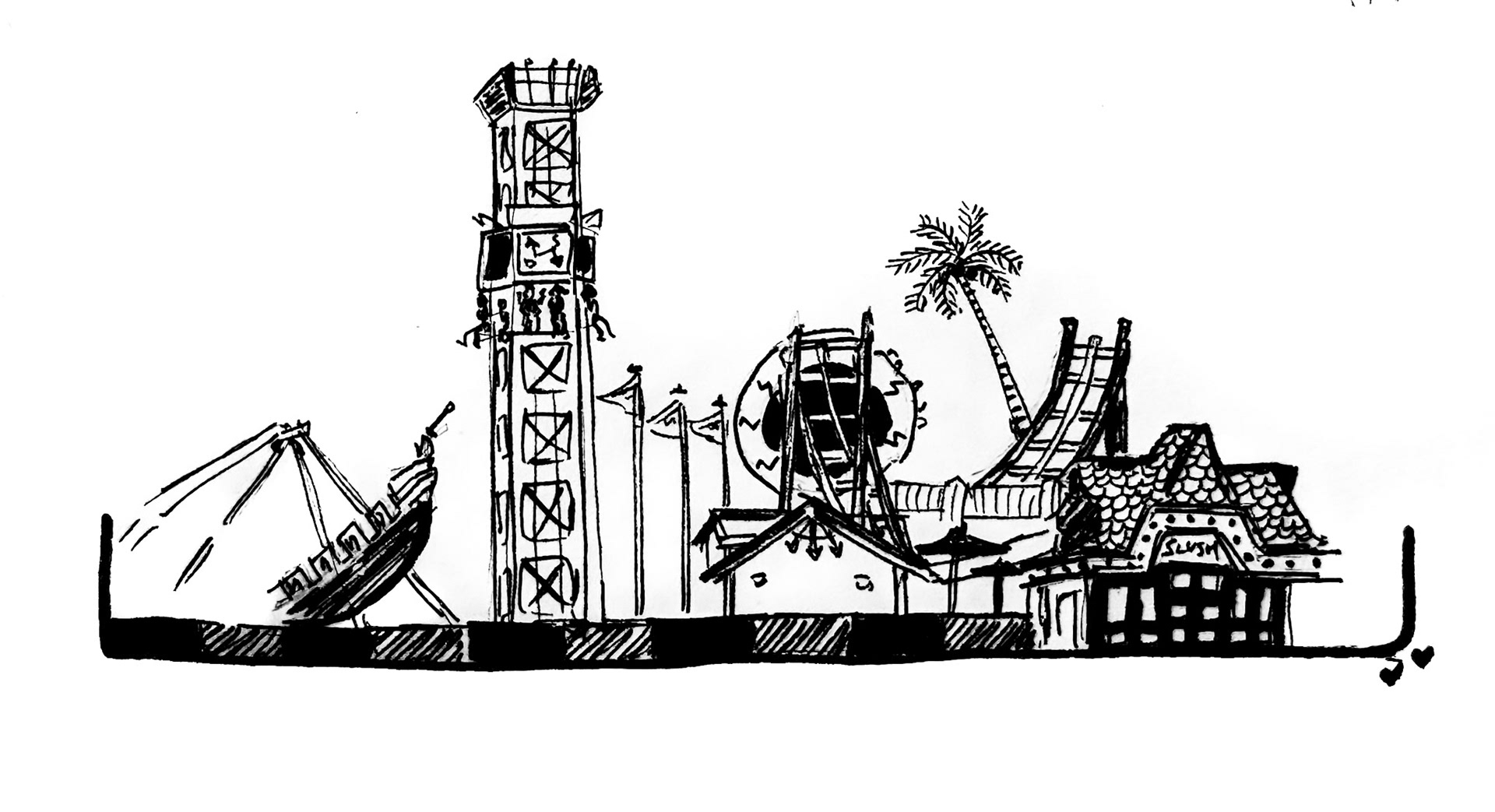 Santa Cruz Board Walk. California. My favorite Plein air/ at location sketch. Love the freedom and adventure it captures.