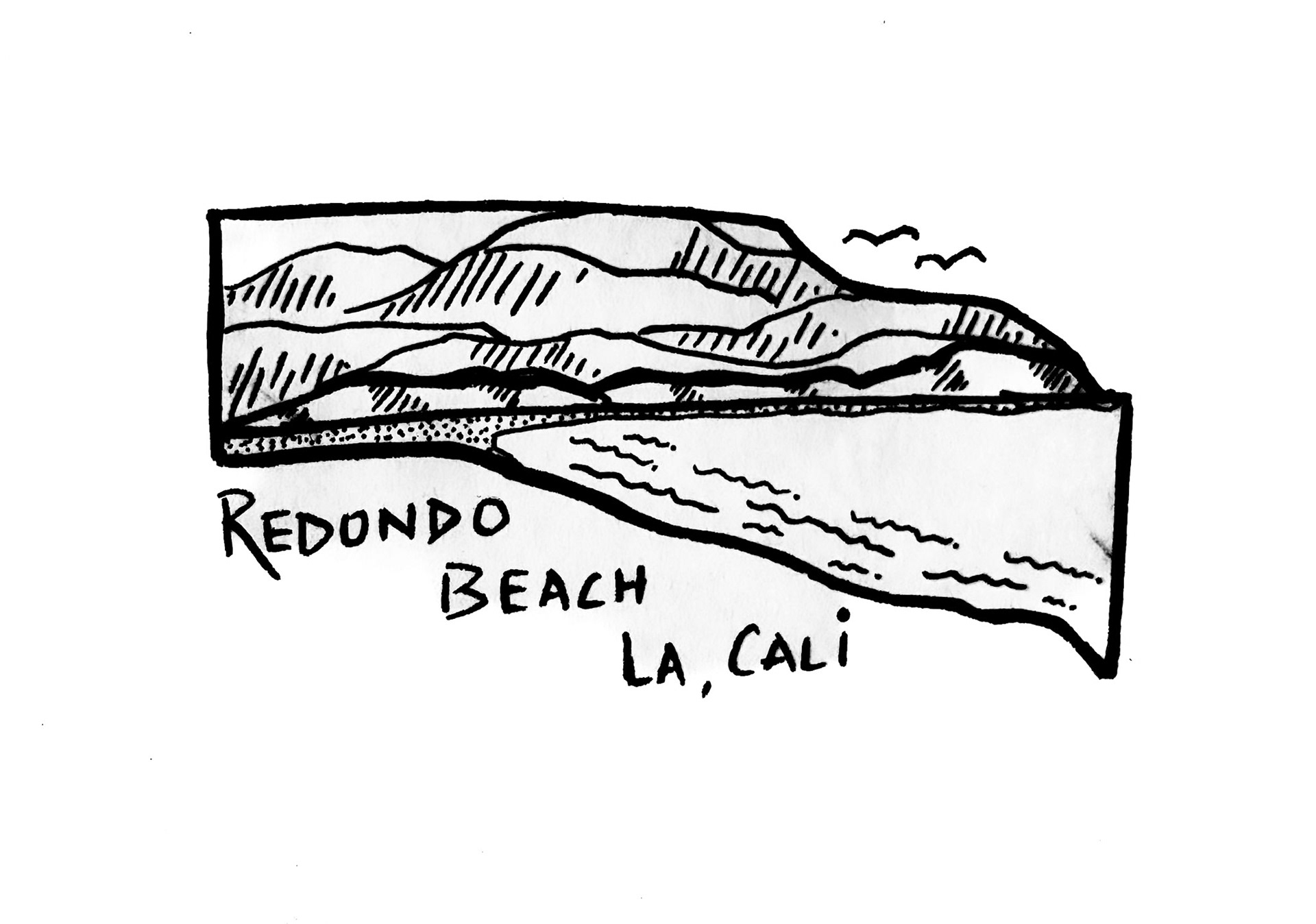 Redondo Beach. California. Quick Sketch - from a road trip with Satvik. I like how I've captured the beach side cliff here.