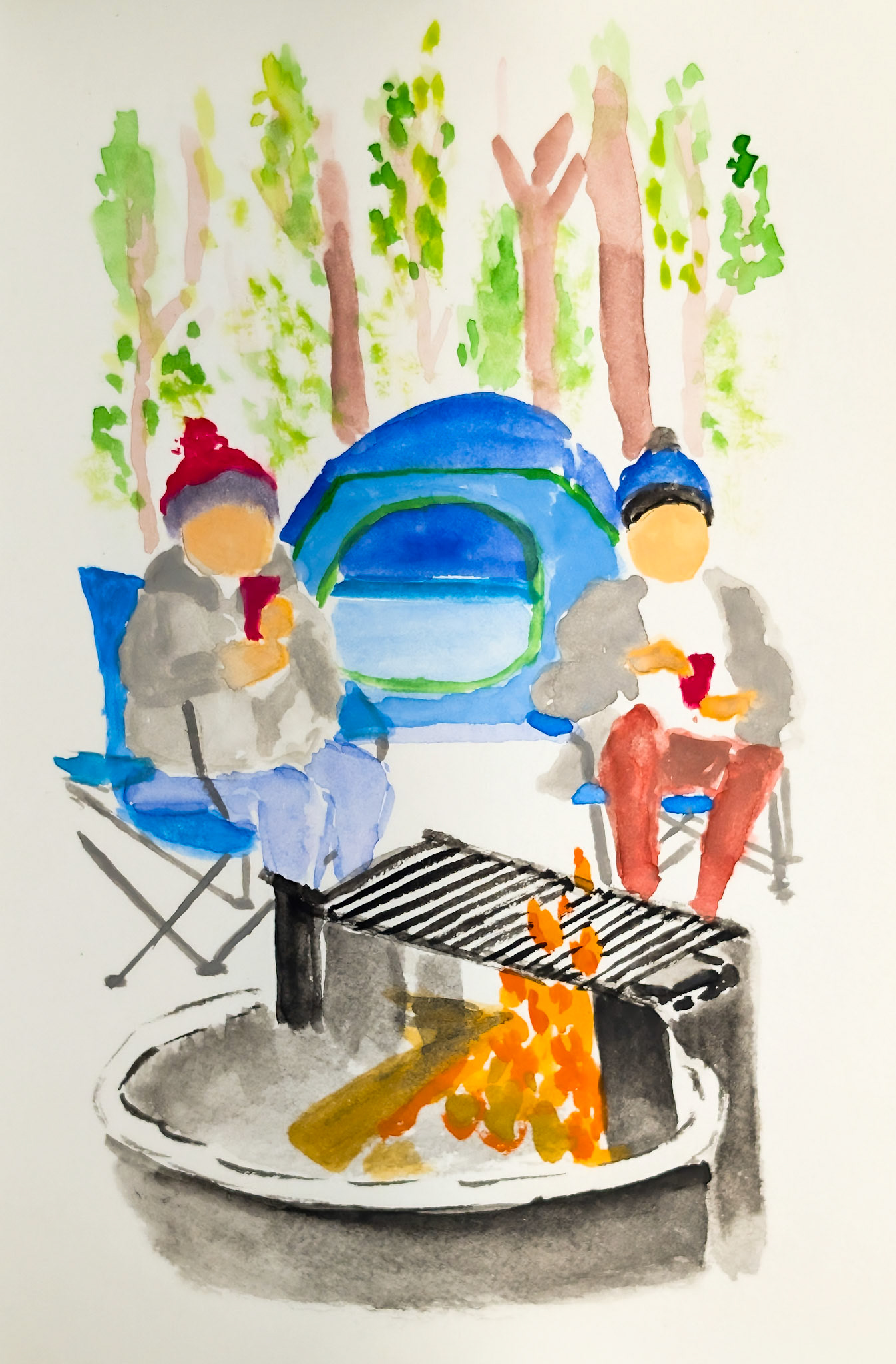 Camping. Shenandoah National Park. Parents - tea prep done, cold underestimated