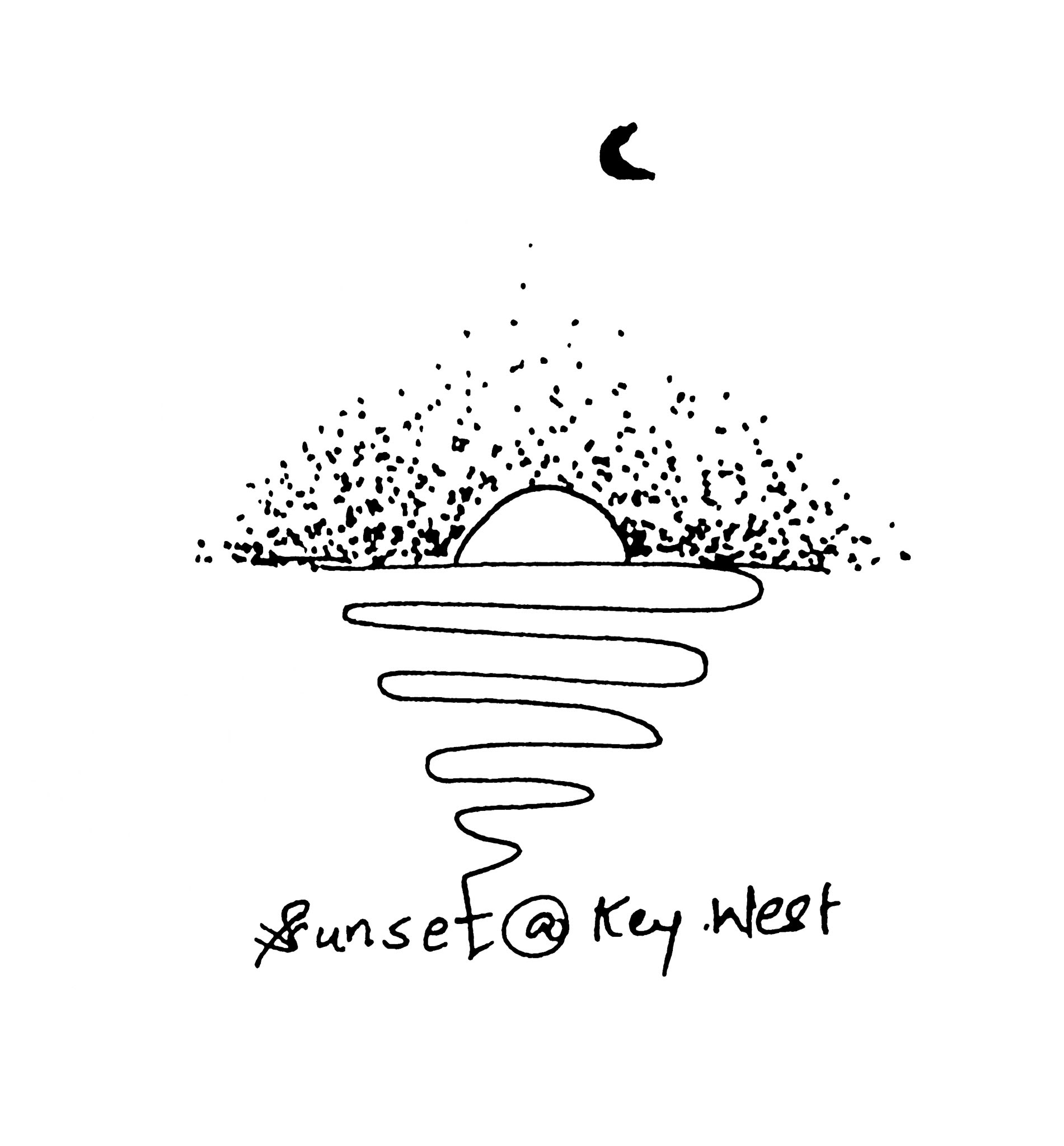 Sunset from the Cruise. Key West. Florida- quick minute long sketch on restless water