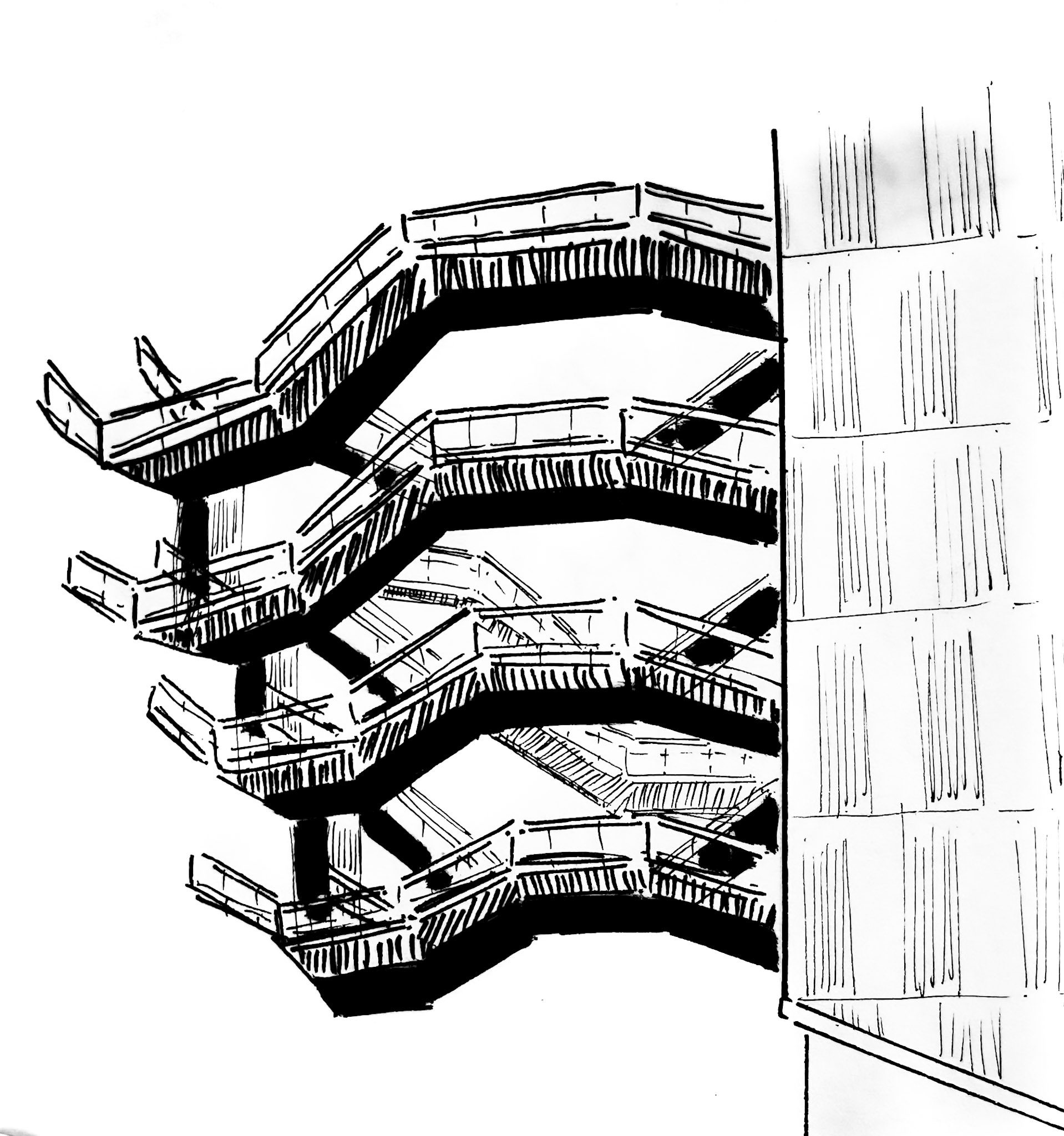The Vessel. New York - inspired by Indian step wells. Sketched at location, more difficult than anticipated