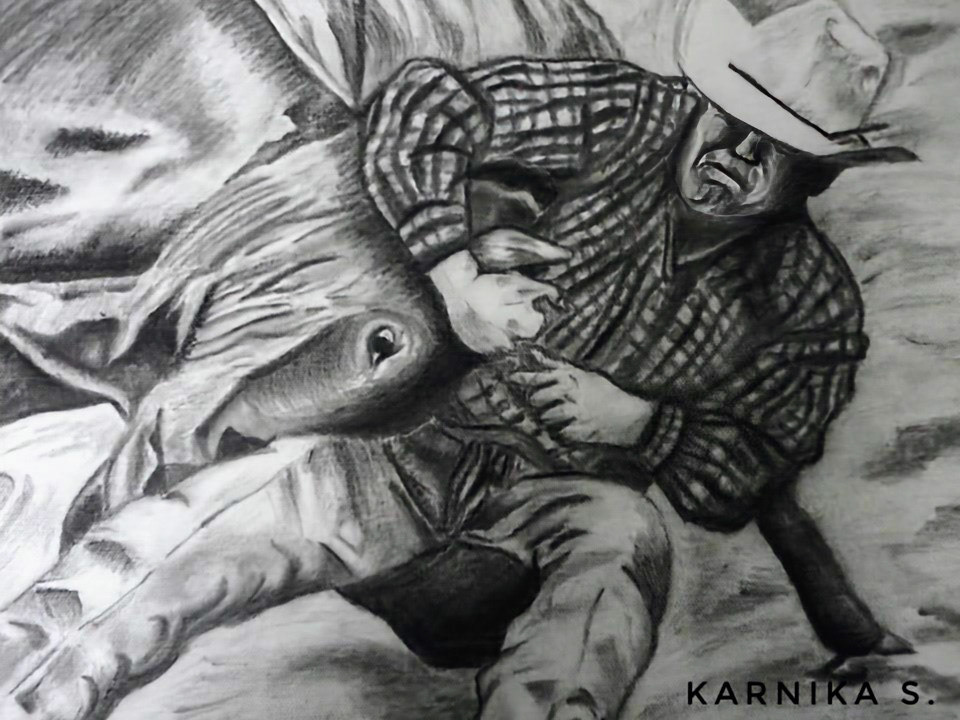 The rare charcoal entry in my portfolio. For an art exhibition during college