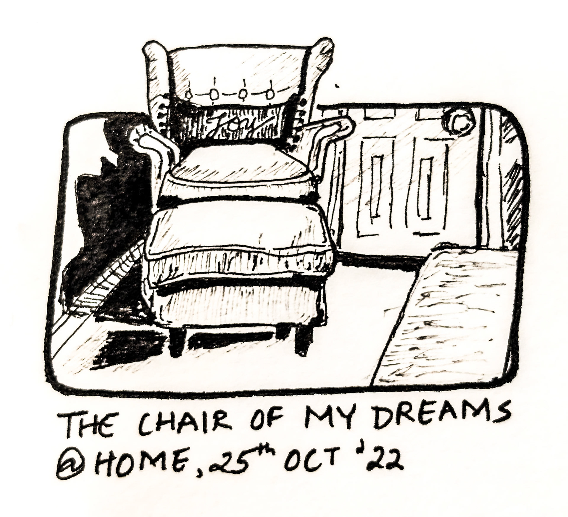 Really. The Chair of My Dreams - thank you IKEA. Plein air/ at location sketch.
