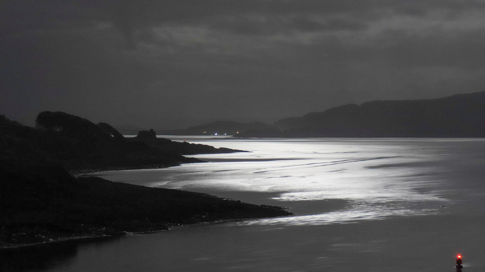 Moonshine on Ardtornish Castle and Sound of Mull