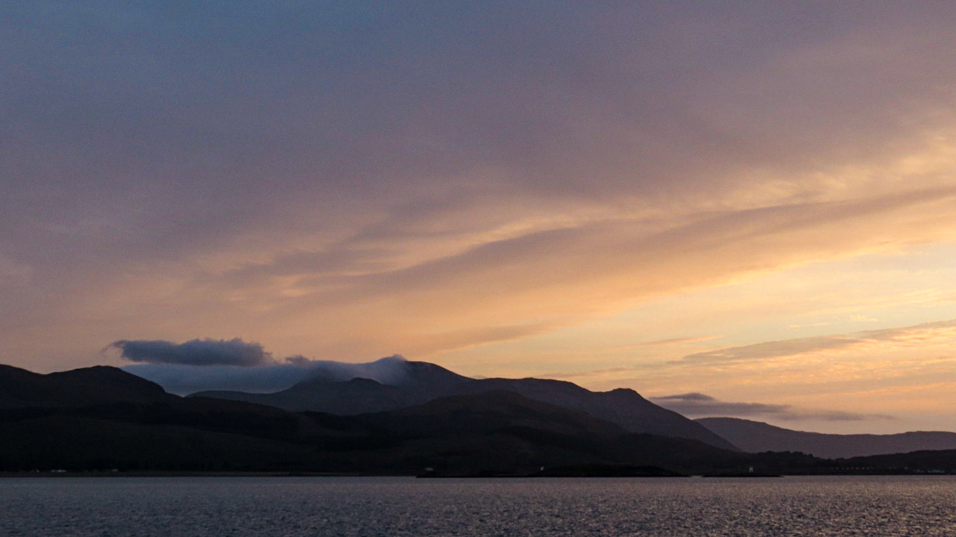 Twilight on the Sound of Mull and the Isle of Mull, near the Wishing Stone - Clach na Criche