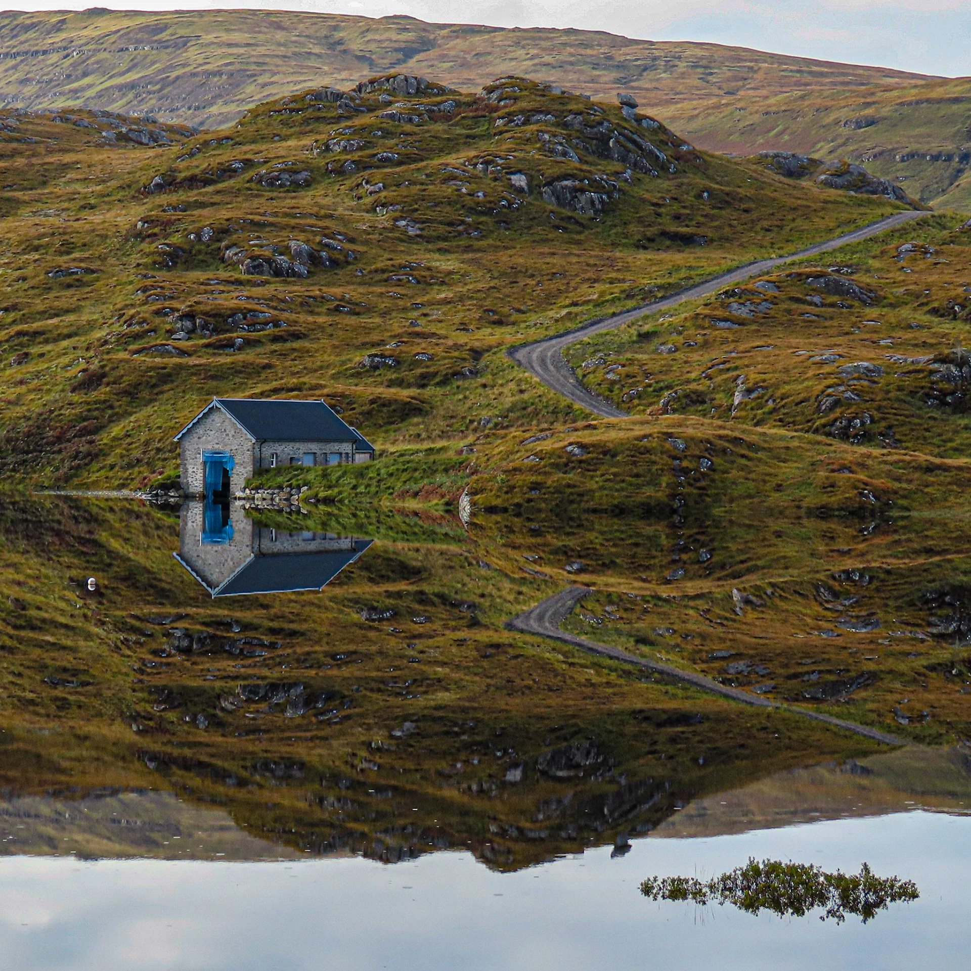 Lochan Lub an Arbhair (manmade loch) in the Rannoch Valley, Ardtornish Estate