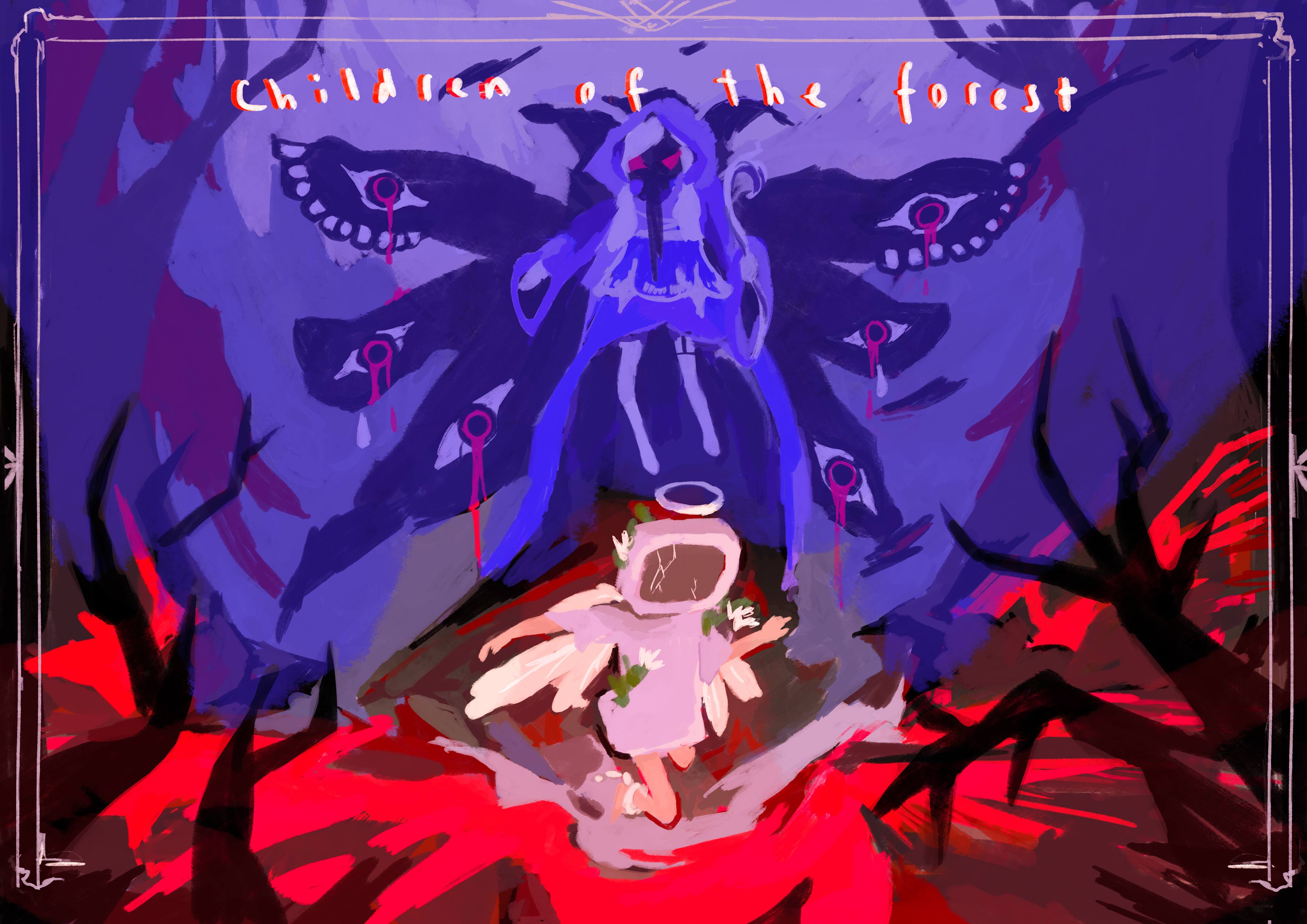 Title Illustration for platform horror game