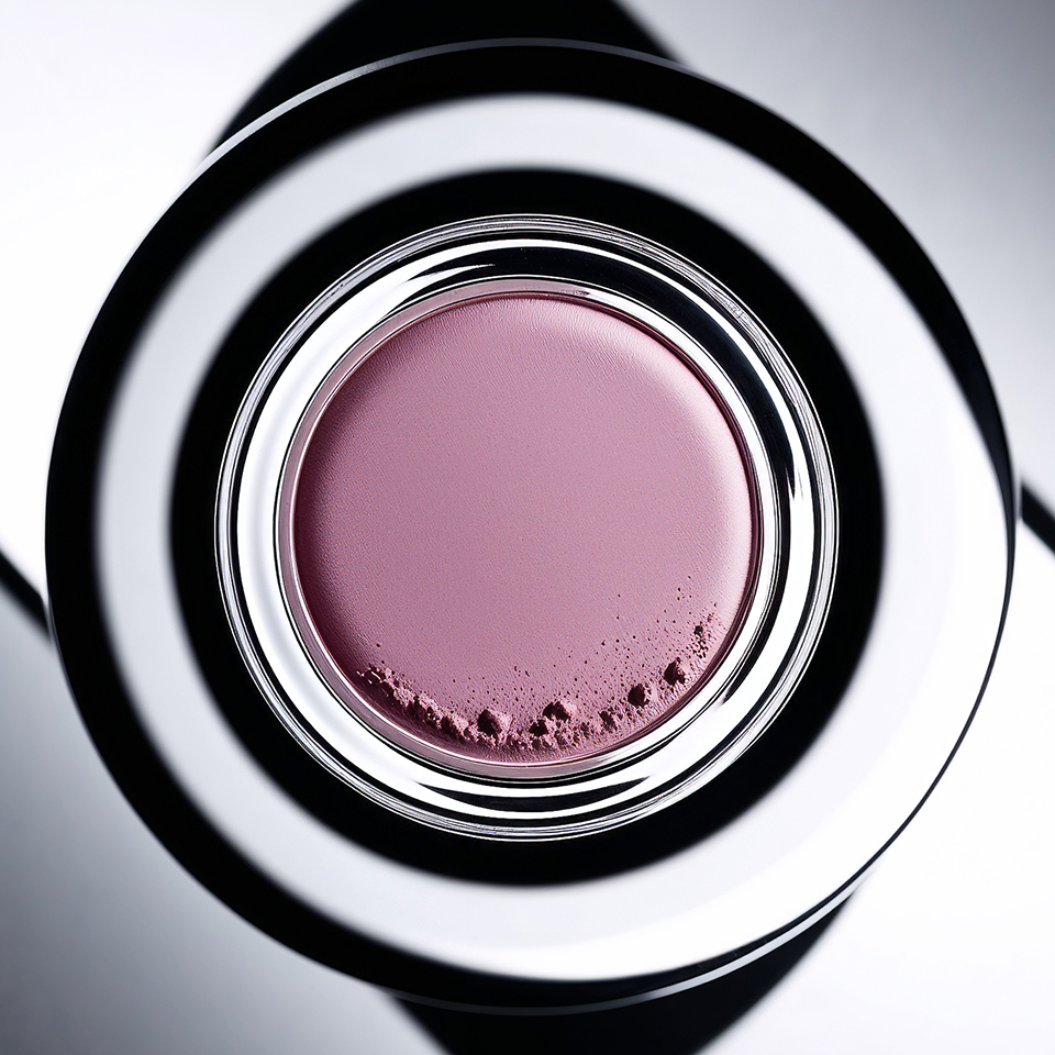 Abstract and graphic composition of a cosmetic product, evoking purity and technological innovation in the world of beauty created with artificial intelligence.