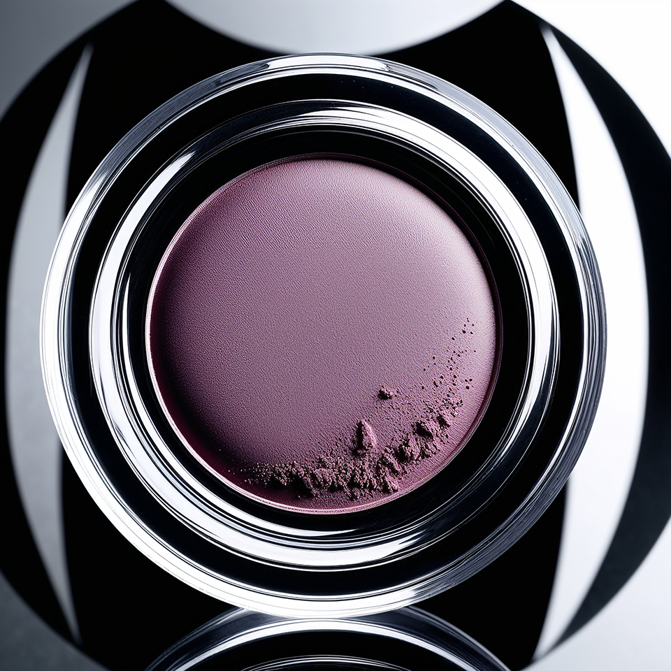 Abstract and graphic composition of a cosmetic product, evoking purity and technological innovation in the world of beauty created with artificial intelligence.