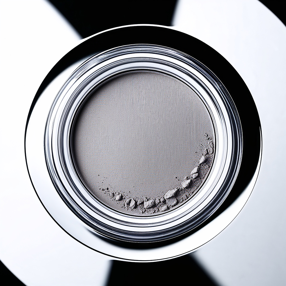 Abstract and graphic composition of a cosmetic product, evoking purity and technological innovation in the world of beauty created with artificial intelligence.