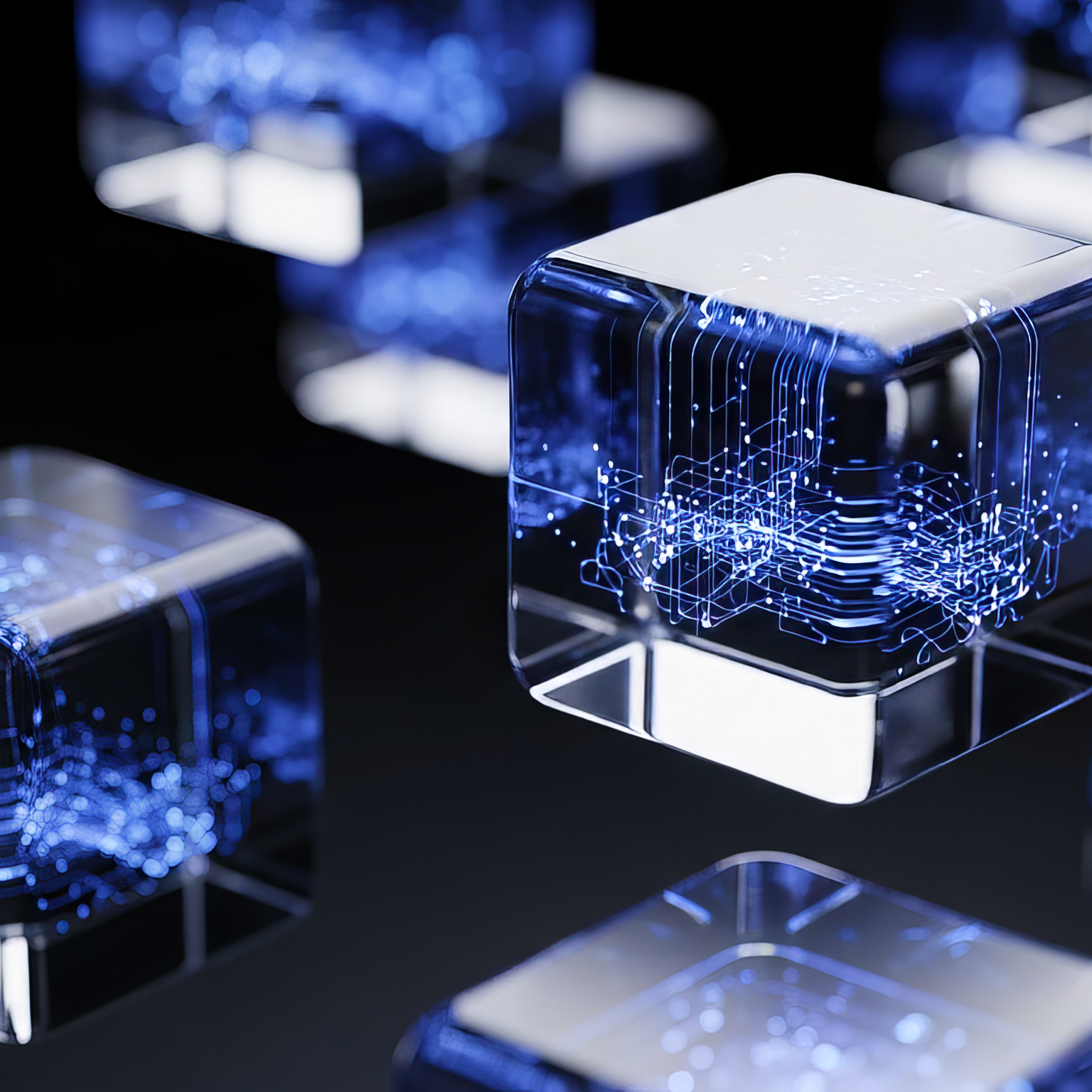 Concept of a data center or cloud infrastructure, where information flows between virtualized servers created with artificial intelligence.