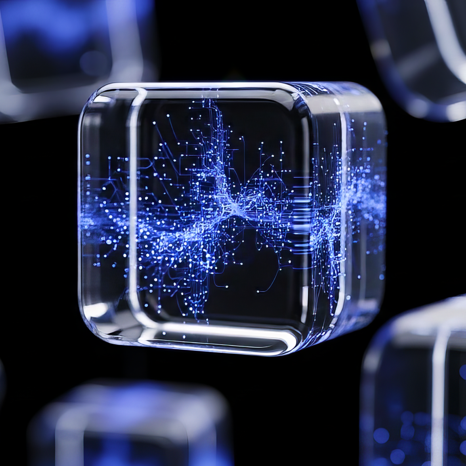 Concept of a data center or cloud infrastructure, where information flows between virtualized servers created with artificial intelligence.