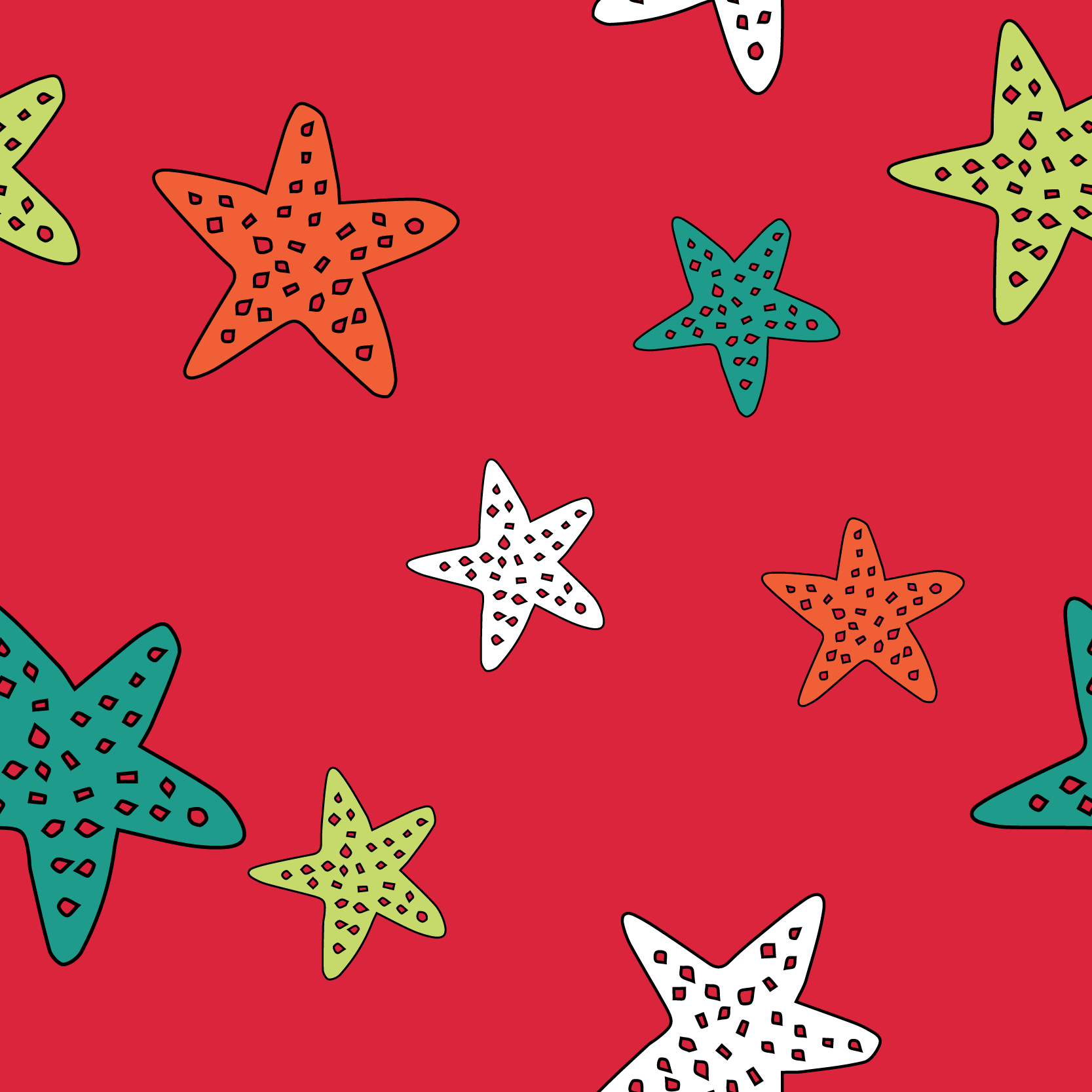 Starfish on Red