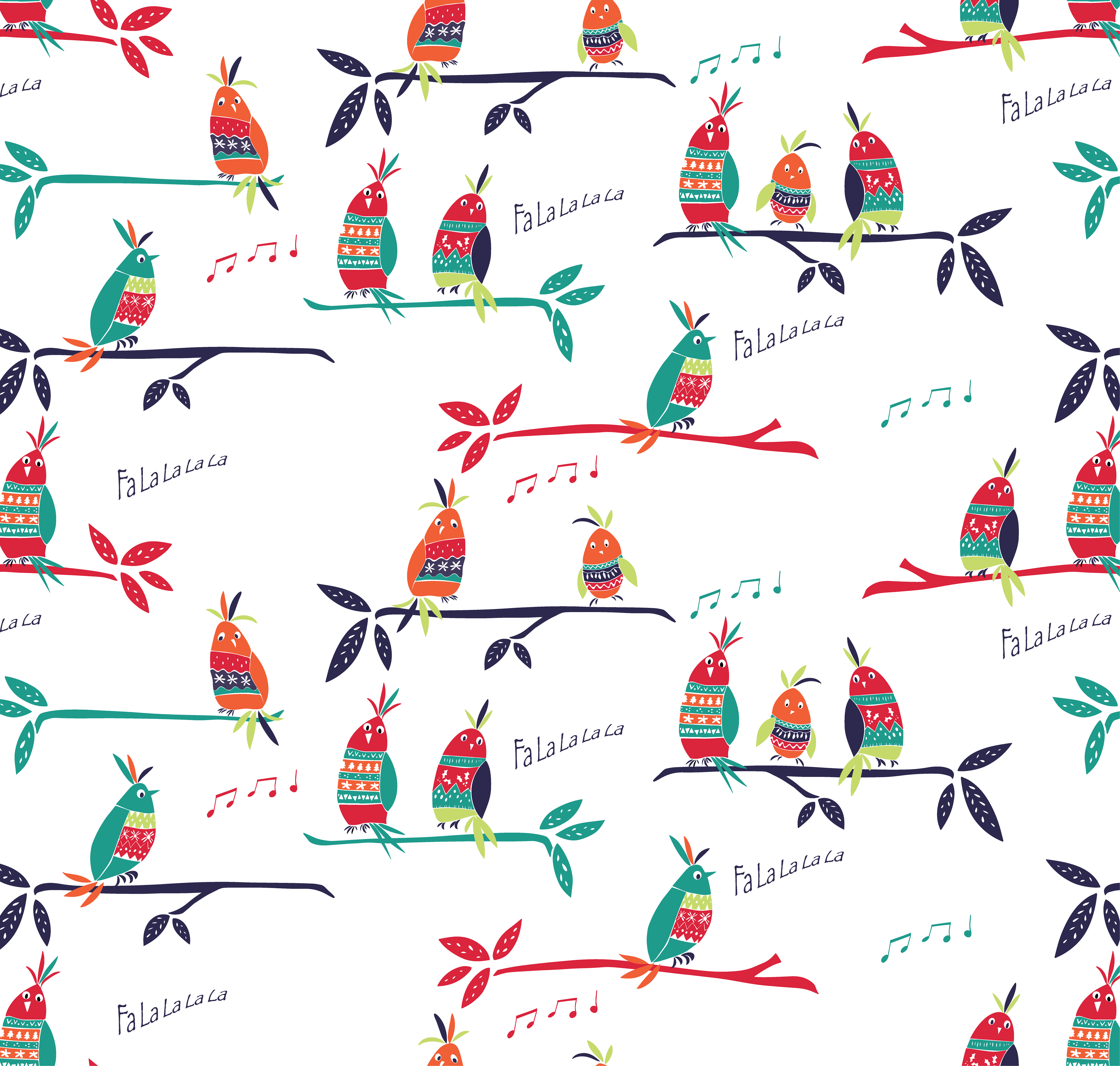 Holiday Tropical Birds on White