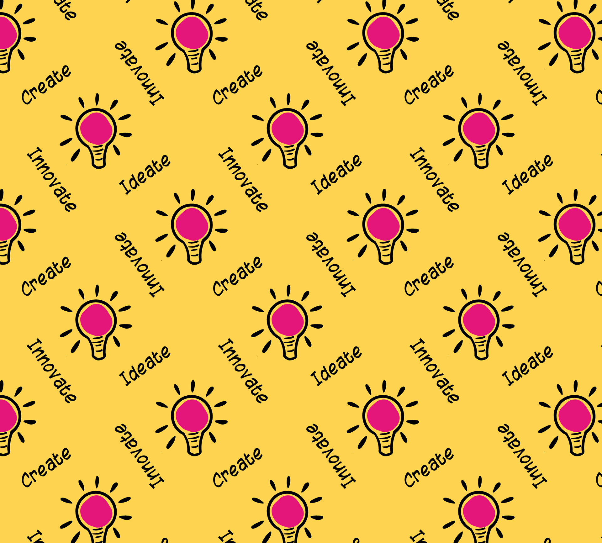 Innovate, Ideate & Create Pink on Yellow