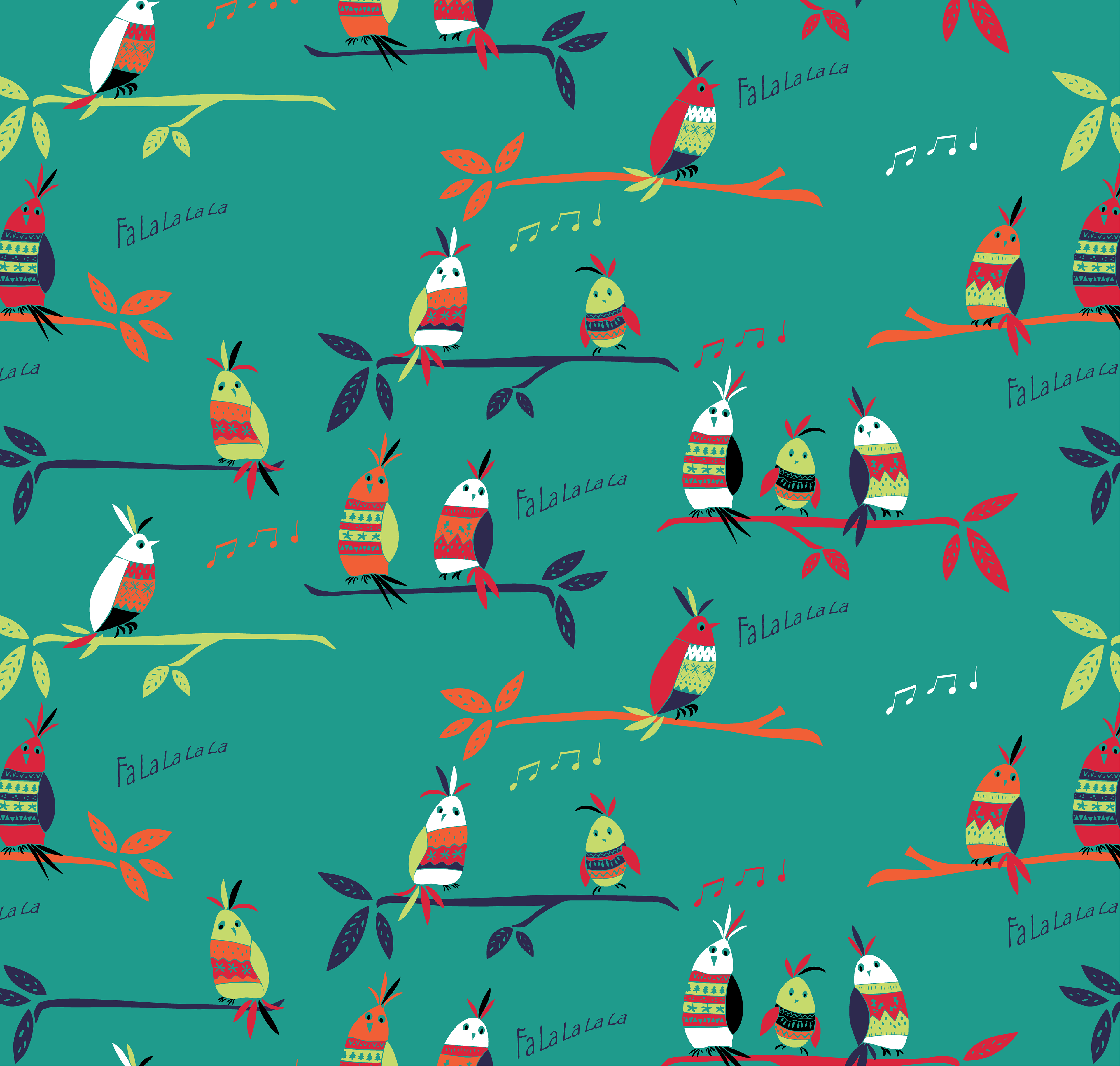 Holiday Tropical Birds on Teal