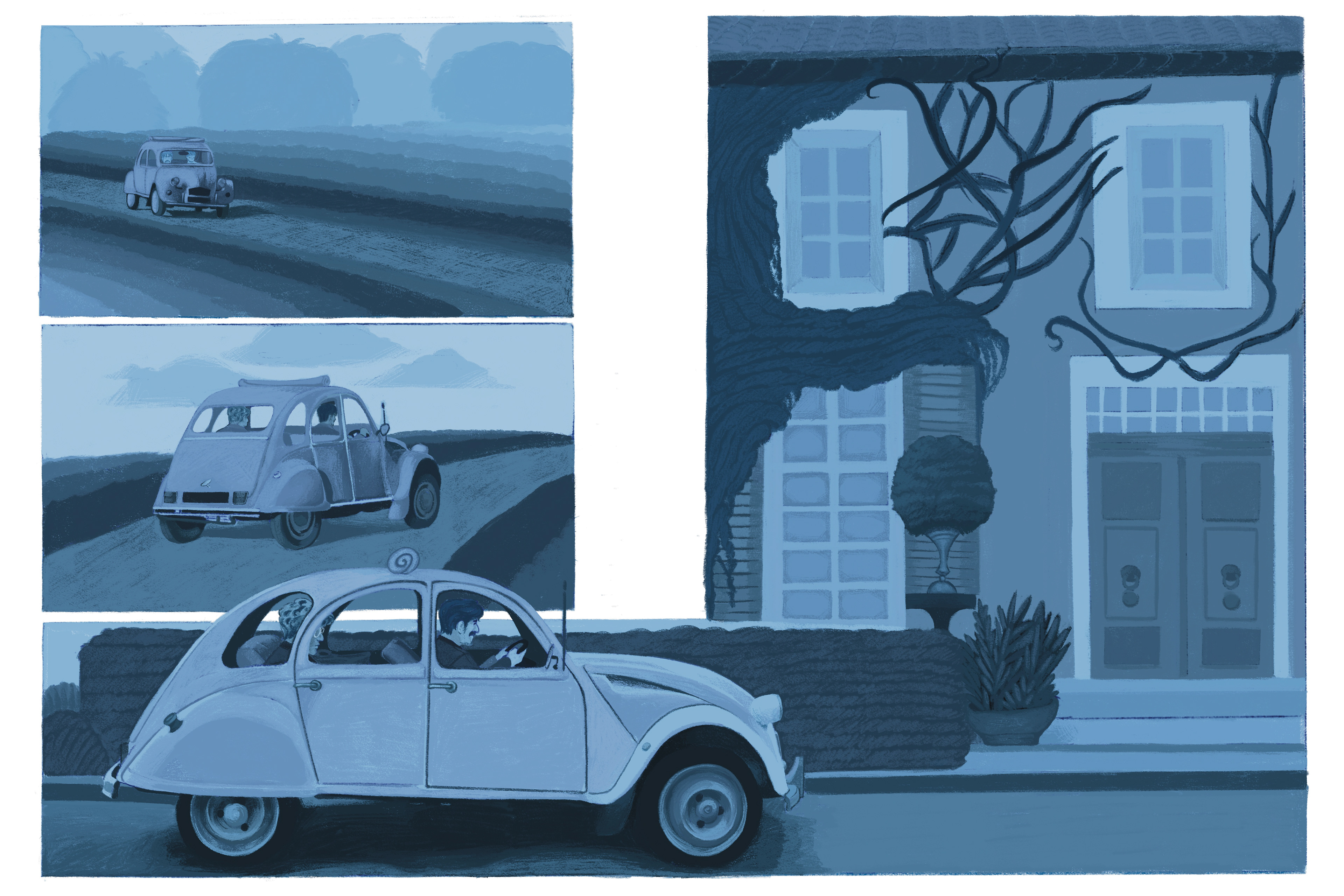 Page 1-2 Full Spread/Monochromatic Blue