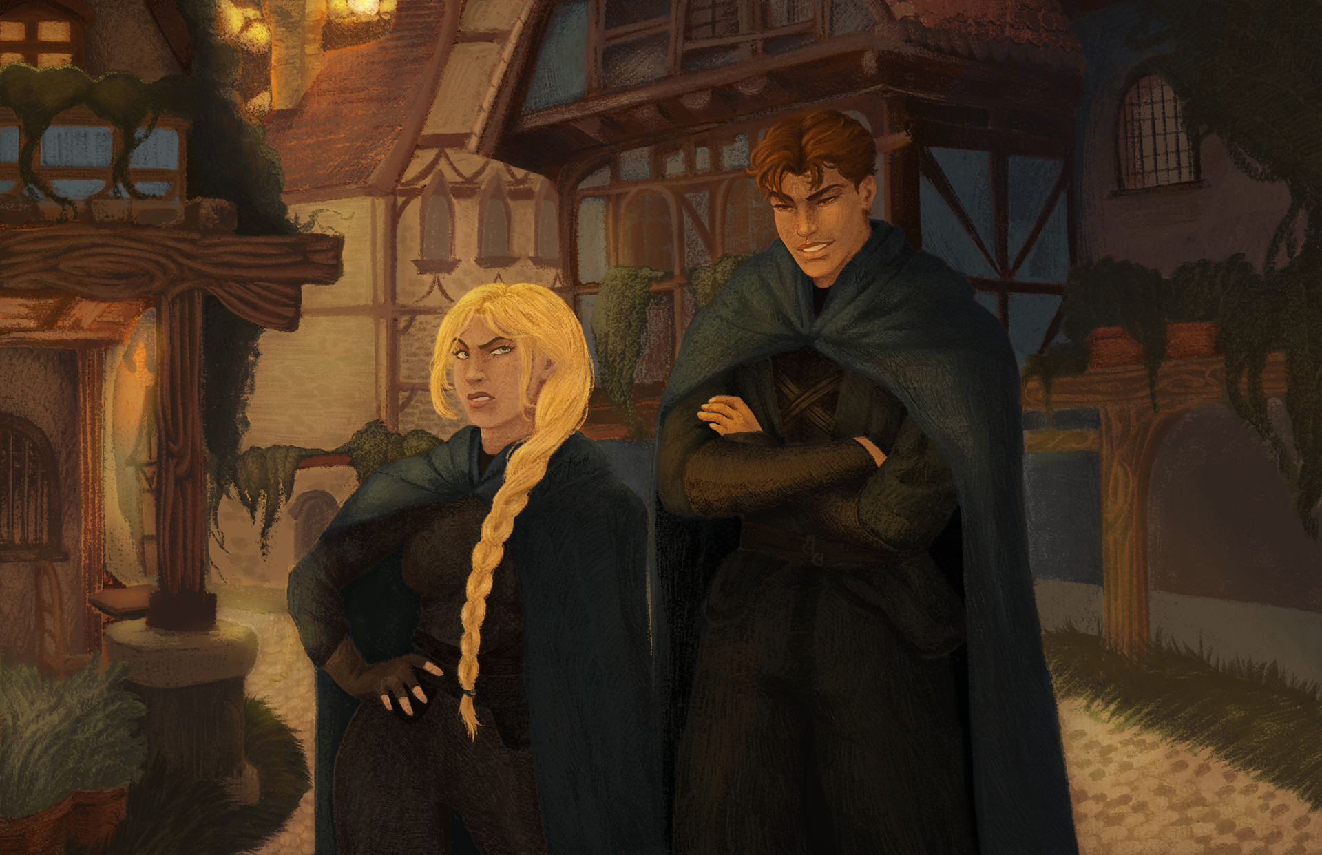 Illustrated concept artwork for Assassin's Blade , highlighting character and atmosphere