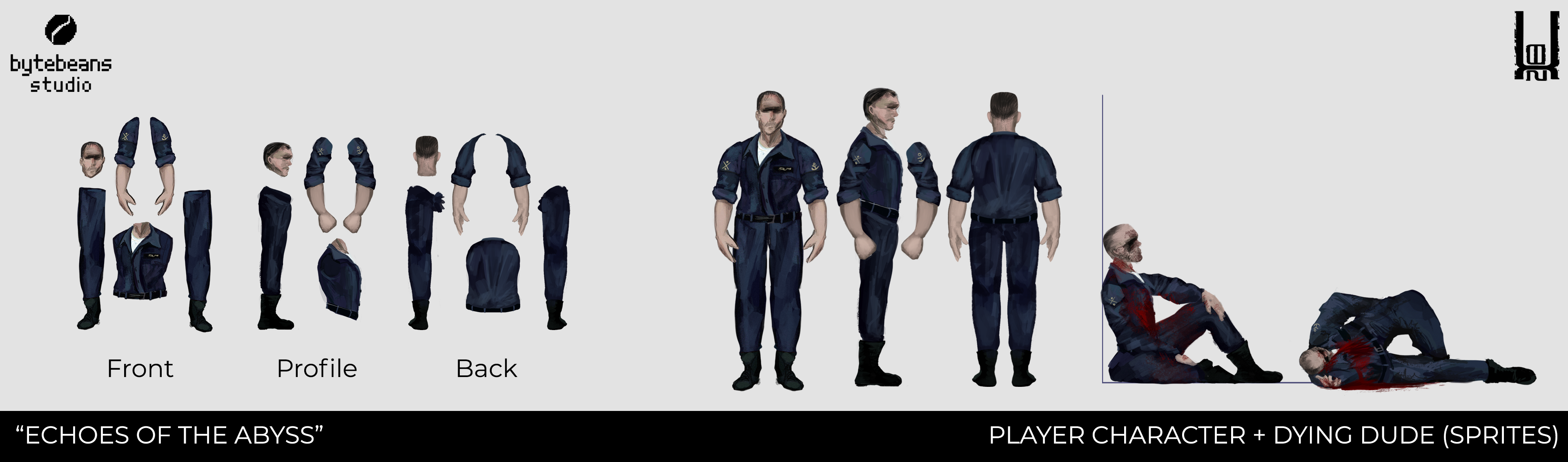 Player character sprites, ditto from monster sprites. Plus static sprites of the dying NPC.