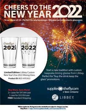 SOTF/Libbey Glassware Flyer: New Year 2022 Mixing Glass Promo