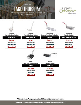 Promo Thursday Flyer: Taco Frying Tools