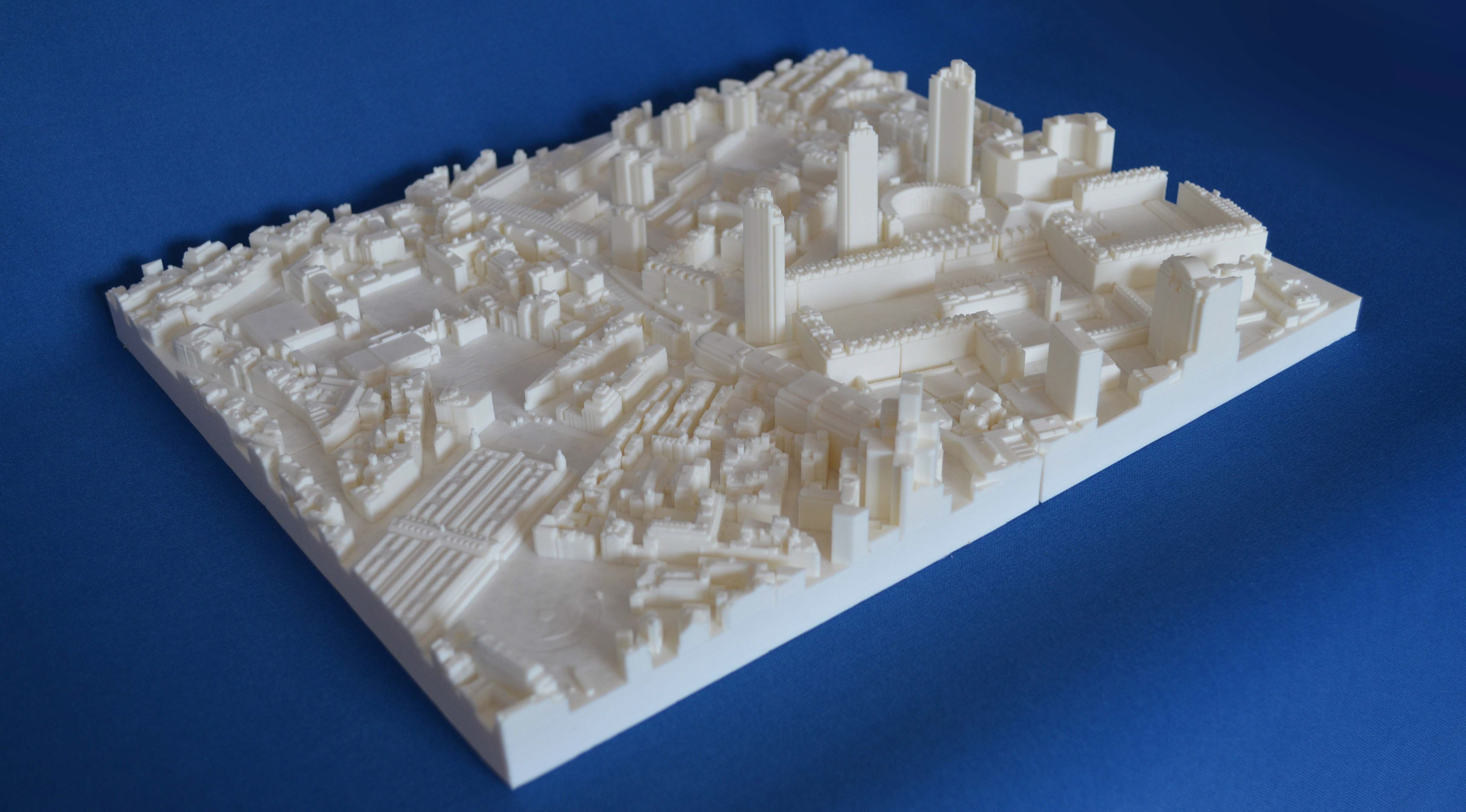 3D Printed Architectural London City Model in white ABS plastic