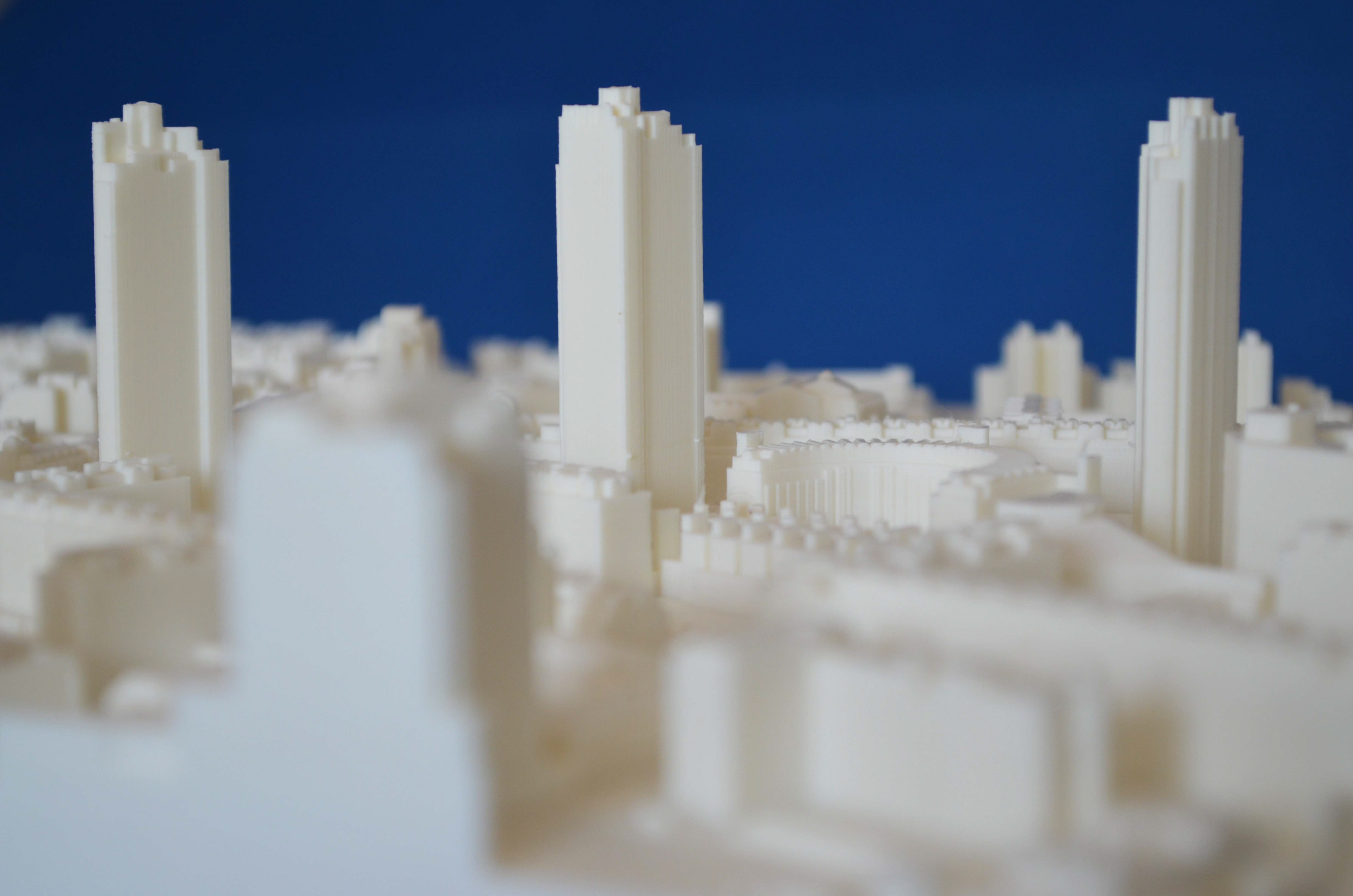 3D Printed Architectural London City Model in white ABS plastic
