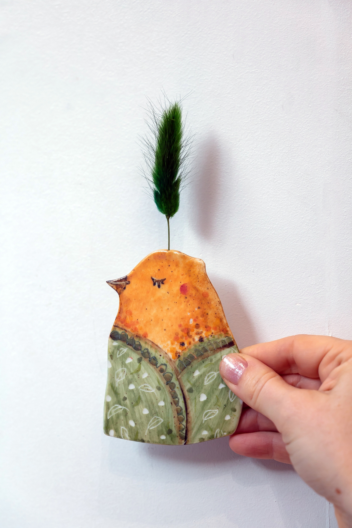 Oiseau mural & fleur en porcelaine - 52€