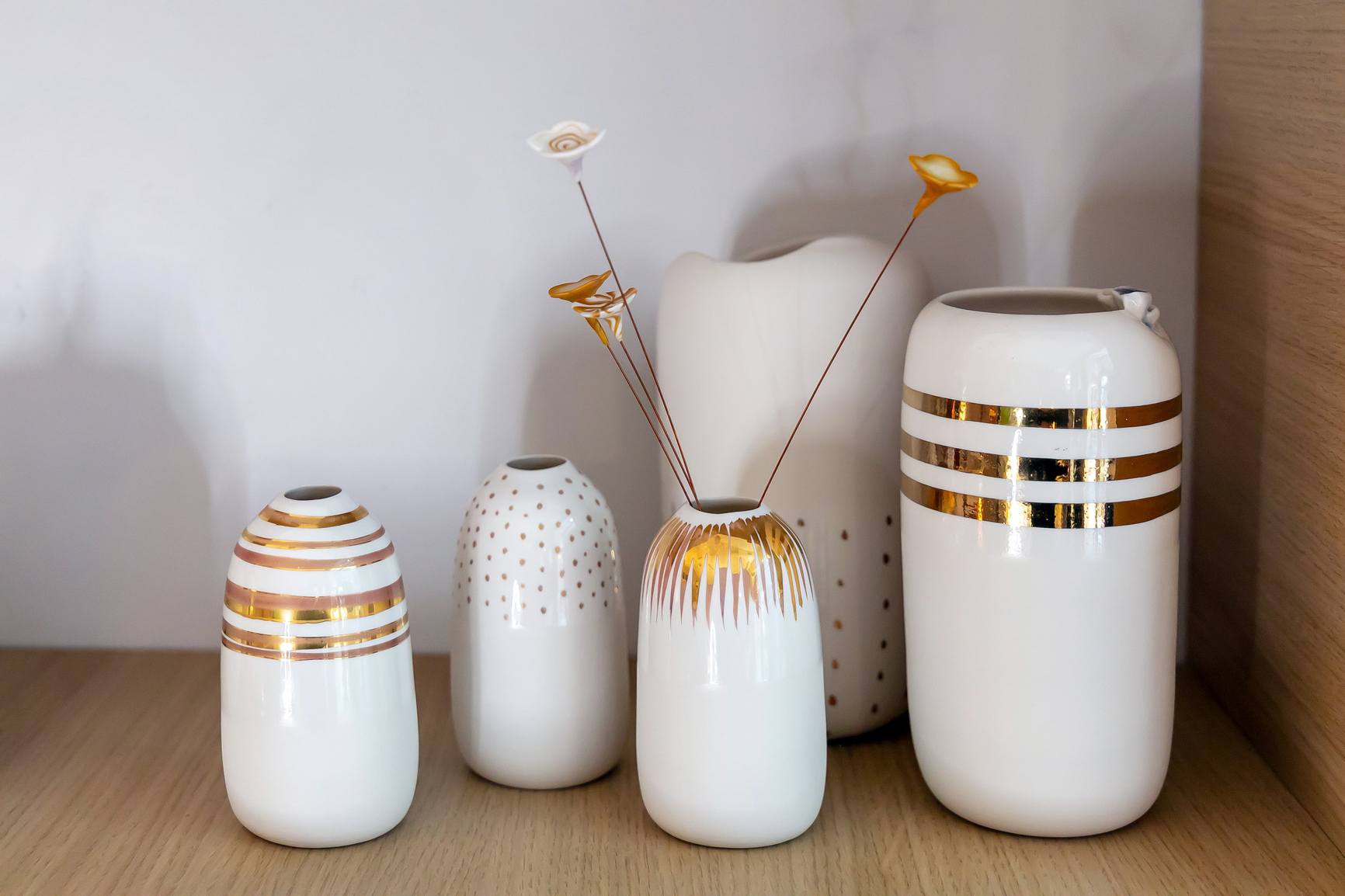 Solifl'or en porcelaine et or 30€ - Vase or 70€ - Fleur en pâte polymère 6€