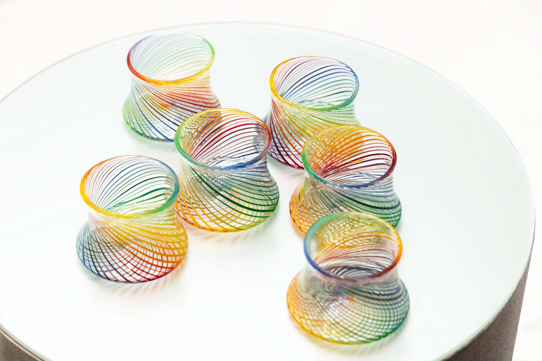 Ensemble de 6 verres diabolo arlequin -