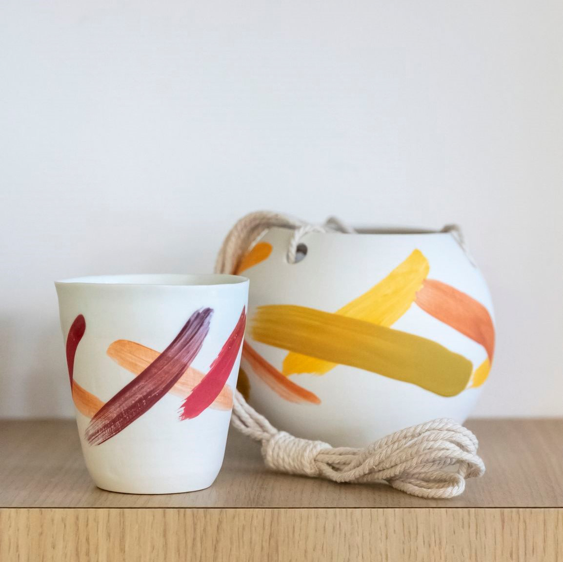 Gobelet berlingot et suspension en porcelaine - 30€ et 60€