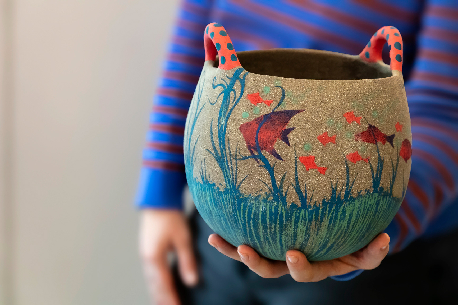 Cache-pot GM marin en grès - 190€