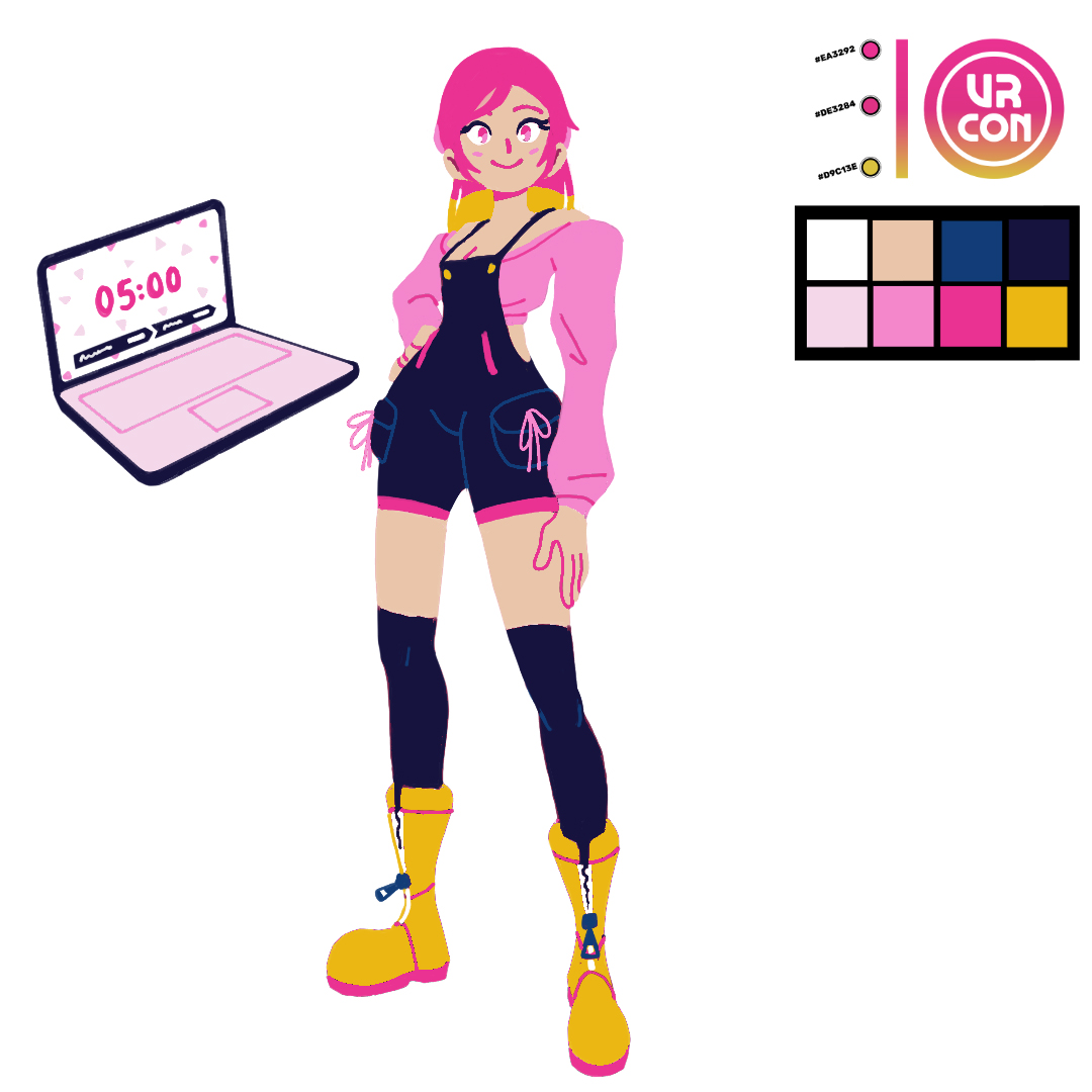 The goal was to make Conni more stylized and joyful. I took inspiration from McDonald's brand identity