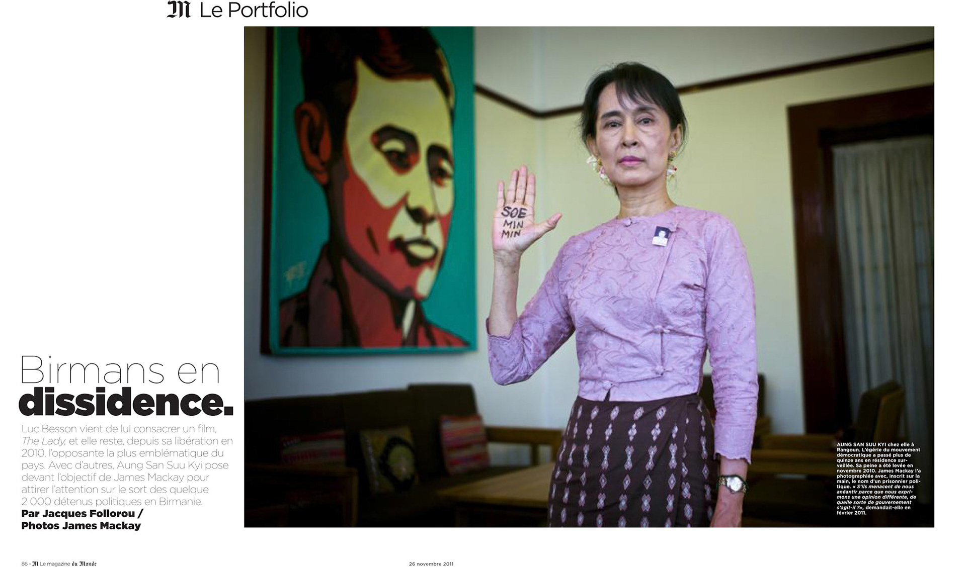 Le Monde magazine article on 'Abhaya - Burma's Fearlessness' 26th November 2011