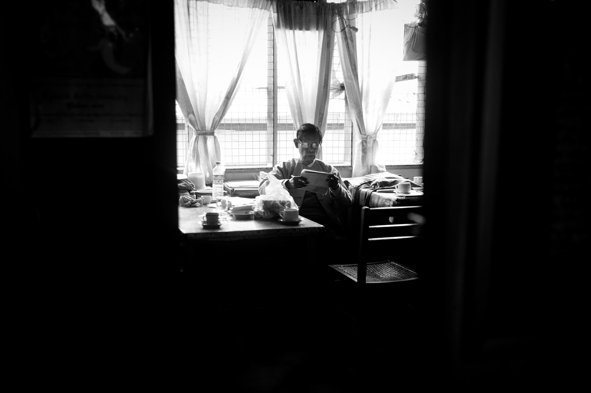 U Tin Oo, former vice-chairman of Burma's National League for Democracy sits in his office at the party headquarters in Rangoon. He has spent more than 17 years in prison and under house arrest due to his political activities in Burma, being first arrested in 1976 and charged with high treason. He has been arrested 3 times and was released from his latest sentence in February 2010.