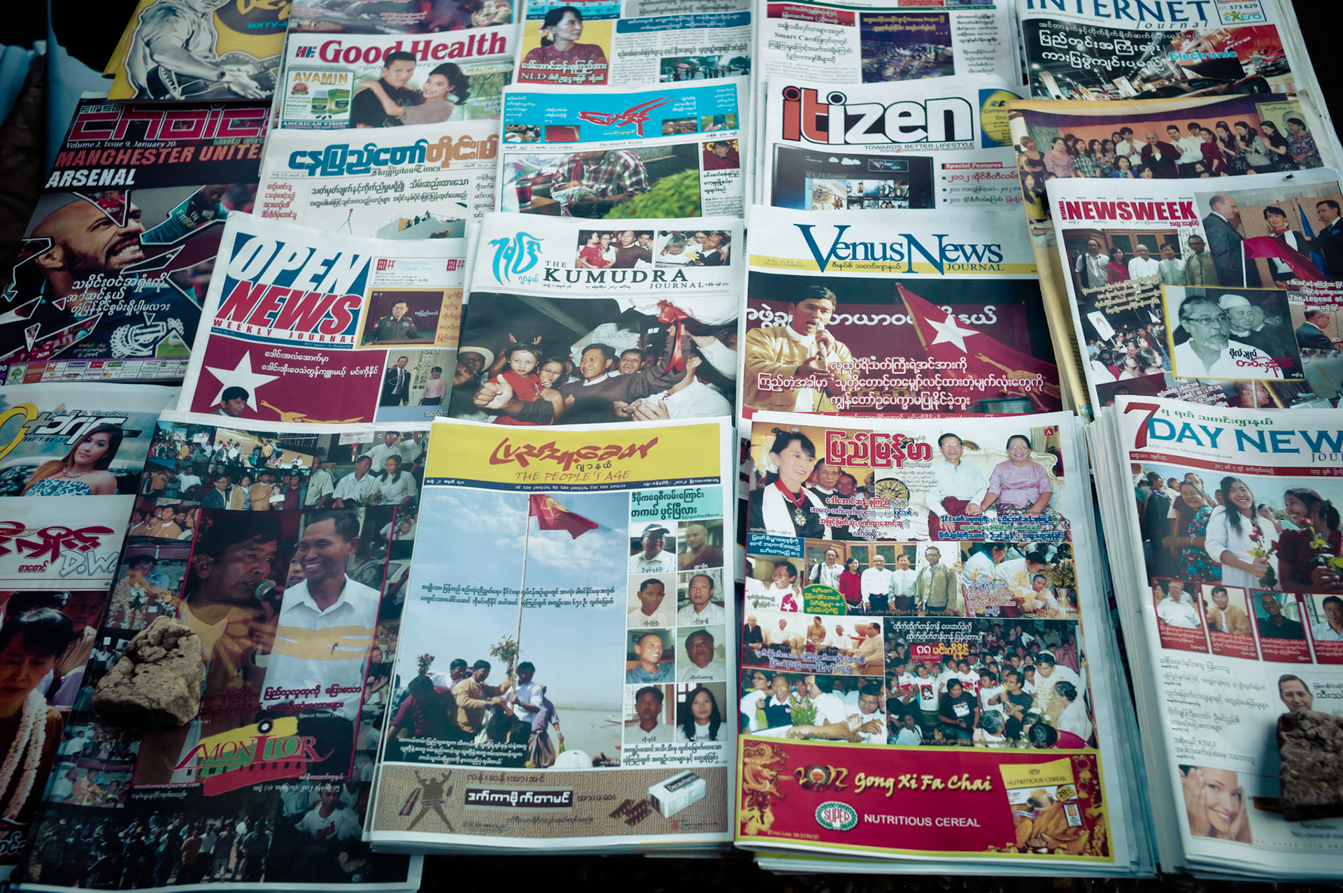 Newspapers on sale in downtown Rangoon are filled with images fo reently released political prisoners including leading dissidents from the 88 Generation Students and ethnic and opposition parties. Whilst  the notorious Press Scrutiny Board appears to have relaxed censorship in allowing journalists to more freely report political issues previously deemed too sensitive, the draconian press laws still remain in place and can result in lengthy prison sentences should the authorities decide
