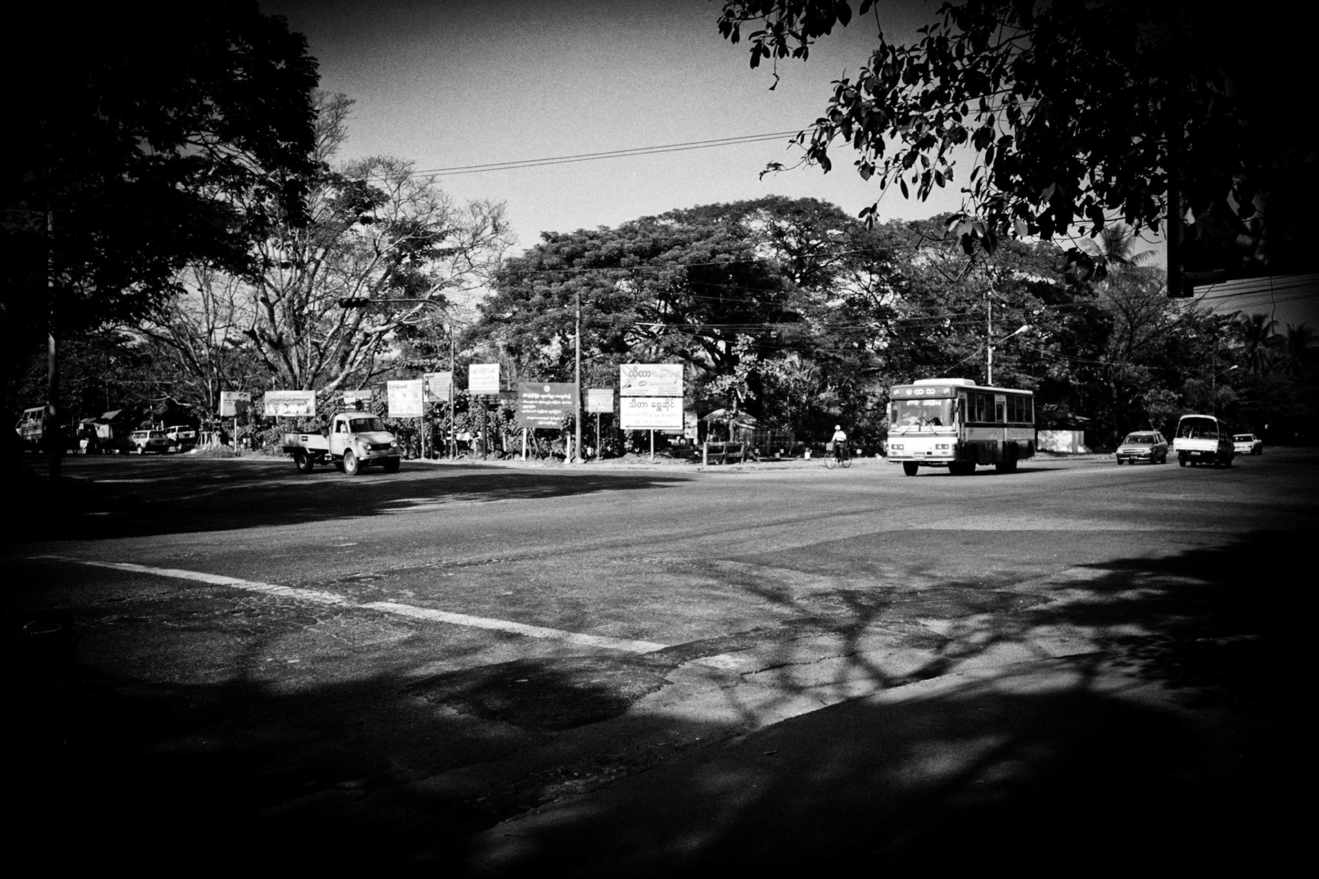 The junction of Thu Mingalar road and Thitsar road in South Okkalapa township. The authorities blockaded hundreds of protesters in this area before arresting them.