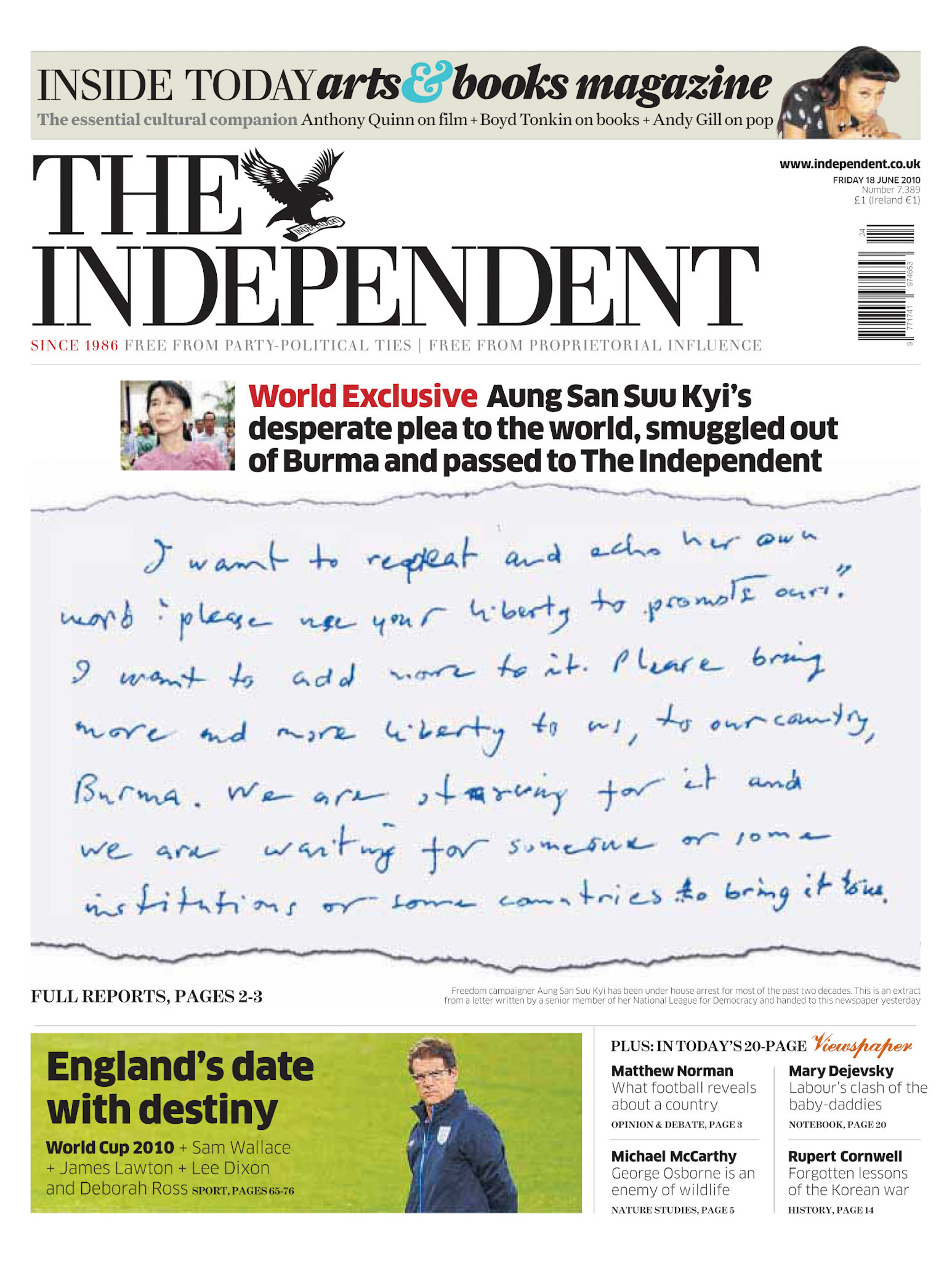 Personal letter from U Win Tin, a founding member of Burma's National League for Democracy to James Mackay (Enigma Images)