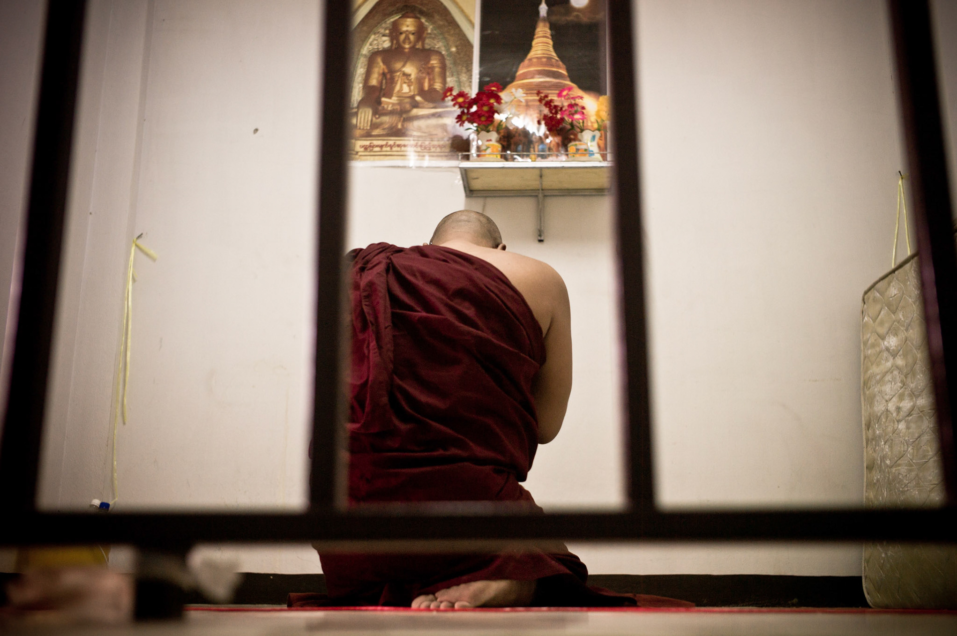 Burmese monks are not allowed to live in monasteries in Thailand, however U Zawana continues his monk life and Buddhist practice each day in the safe house that he now lives in on the Thai-Burma border.