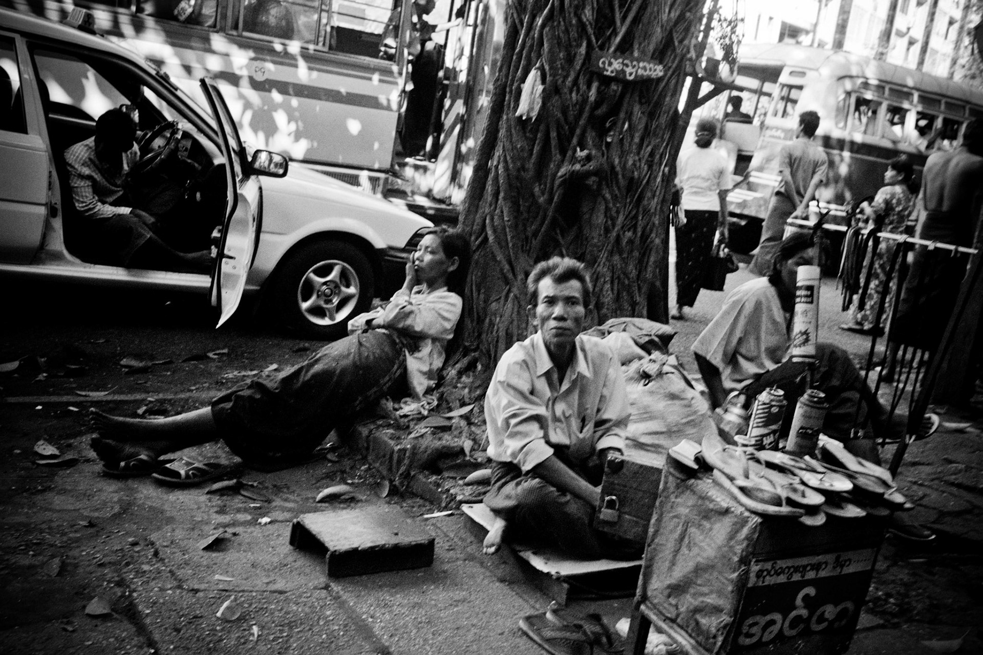 Street traders in downtown Rangoon struggle to survive in the poverty stricken country. Burma has become one of the poorest in the world with estimated more than 30% of the population living on or below the poverty line