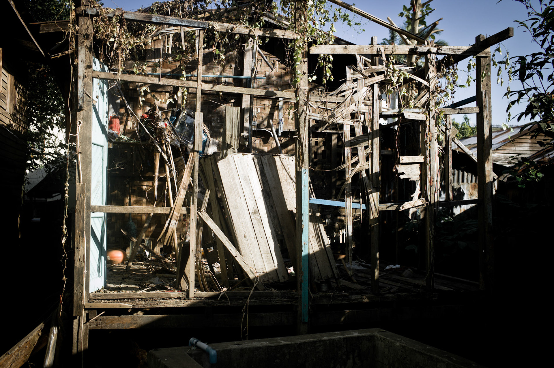 Many of the buildings that were ransacked and destroyed by soldiers have decayed over the years that teh monastery has been locked. On September 26th 2007, at the height of Burma's monk led Saffron Revolution, Maggin Monastery in Rangoon, was raided as the regime commenced its brutal crackdown on the protests. On 13th January 2012 the monks were released from prison and more than four years since the monastery was raided and locked, they returned and opened the doors once more. Everything they found was exactly as it was left the night the military regime arrested them and ransacked the buildings.