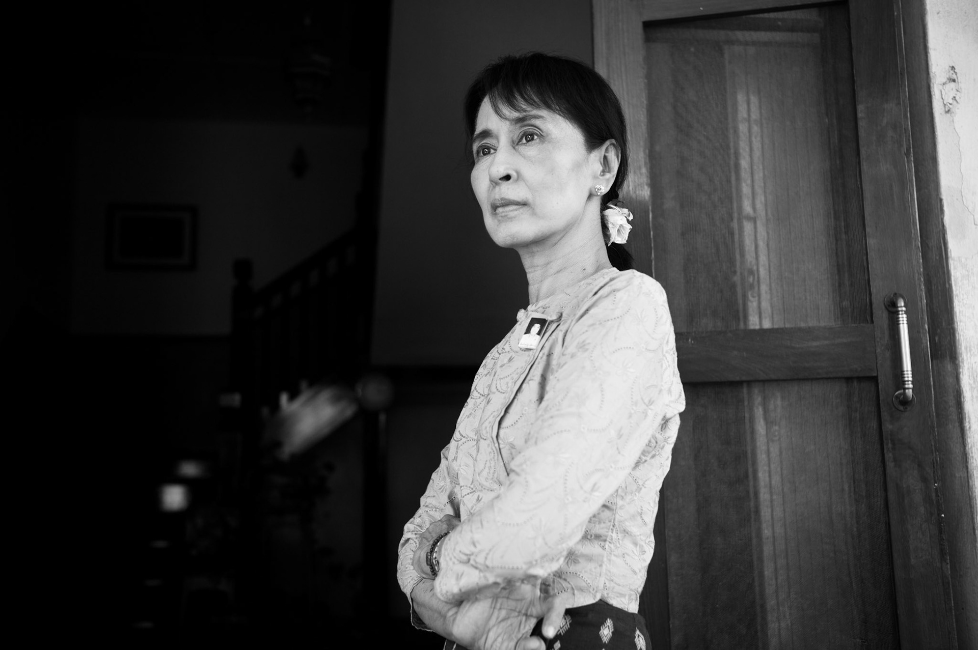 Aung San Suu Kyi at her home in University Avenue, Rangoon. Burma's democracy icon and leader of the opposition party, the National League for Democracy (NLD), spent more than 15 years under house arrest in her lakeside home and Insein prison. She was released from her latest sentence in November 2010 and now continues to work tirelessly to achieve democracy and national reconciliation in Burma in spite of threats and oppression from the ruling miltary regime