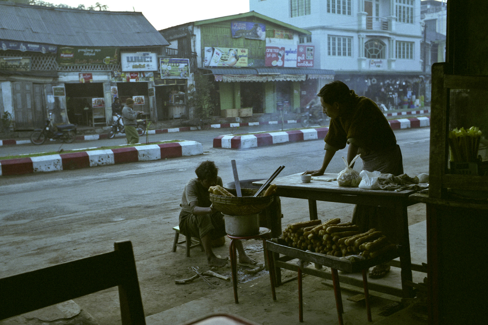 Early morning in a tea shop in Sagaing, a religious and monastic center in upper Burma famous for its numerous Buddhist monasteries