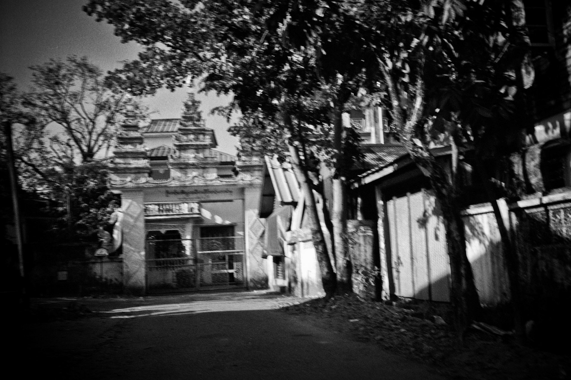 The gates to Ngwe Kyar Kan monastery were smashed open by an army truck in the middle of the night. Many monks managed to escape arrest by hiding in the neighbouring houses.