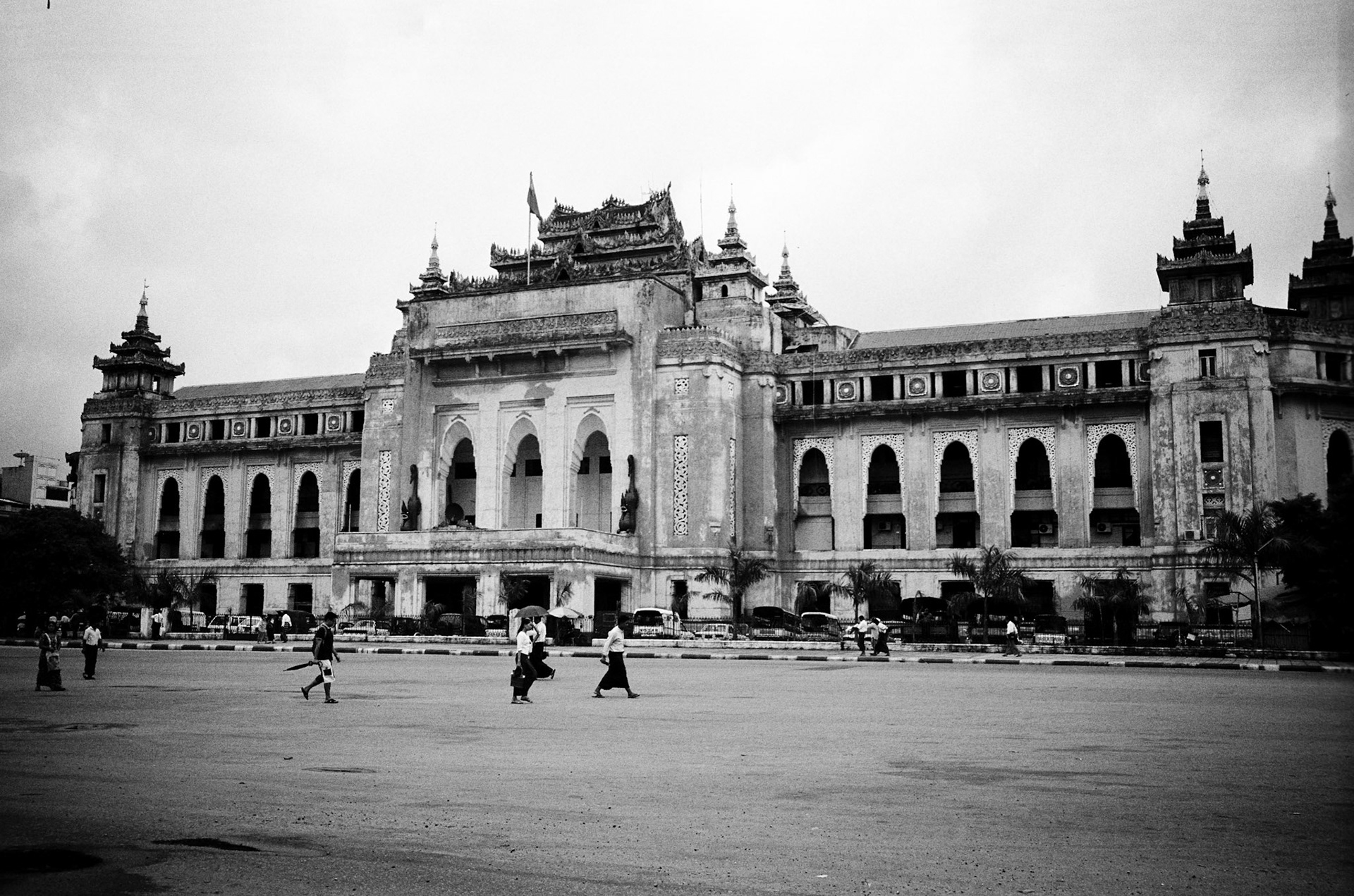 City Hall in Rangoon, former capital city of Burma, is as famous for its Burmese architecture as it is as a focal point for demonstrations and protests that have occured throughout history. With a population of over four million, Rangoon continues to be the country's largest city and the most important commercial center